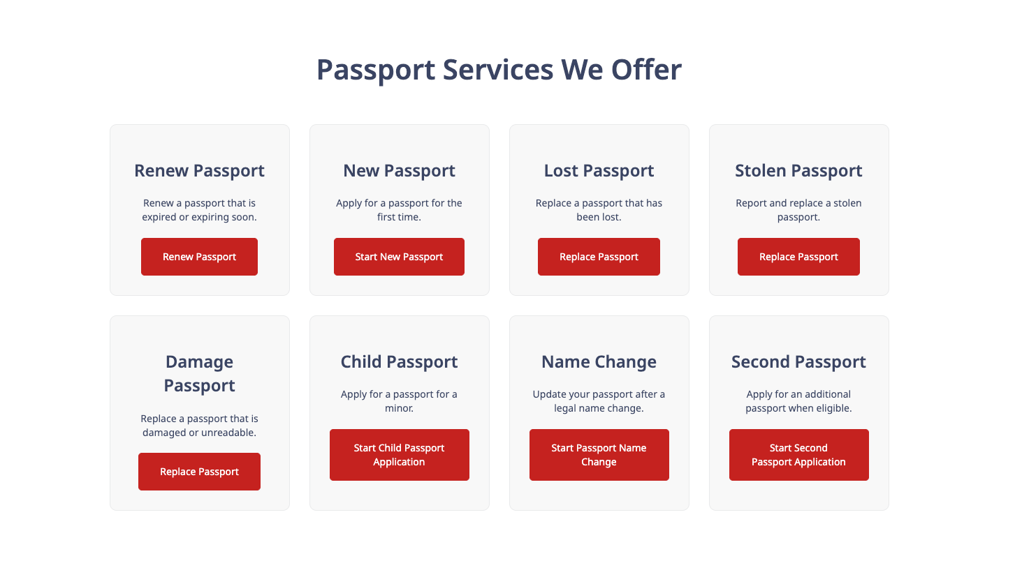 servicios de pasaporte