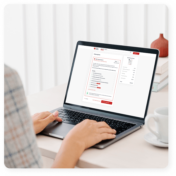 Person using laptop to complete selecting vro+.