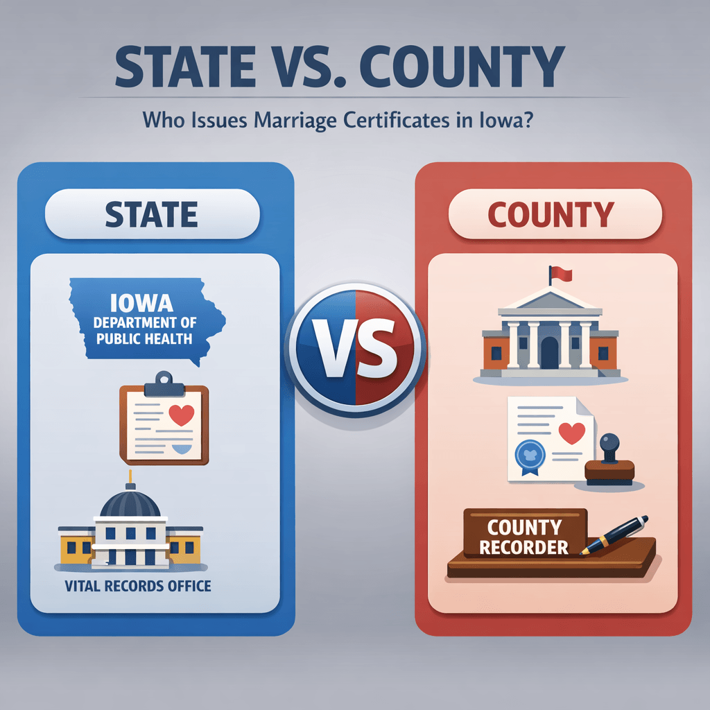 Iowa marriage certificate: state versus county records guide
