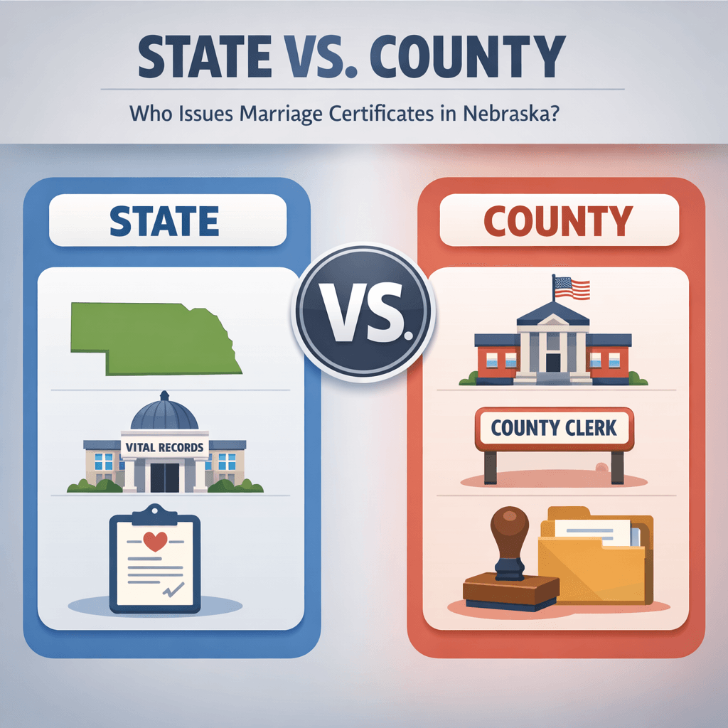 Nebraska marriage certificate: state versus county records guide
