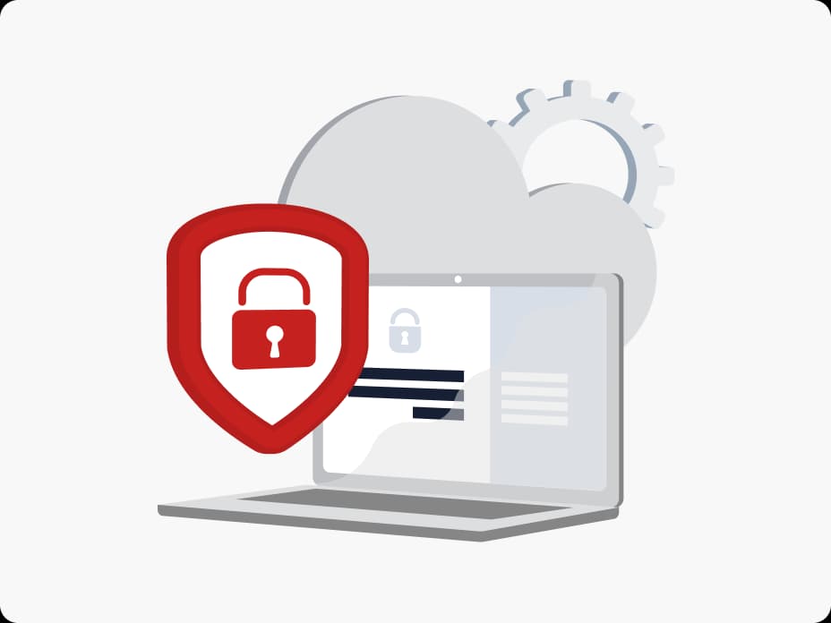 Ilustración de auditorías de seguridad con nube y candado