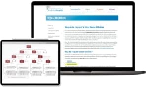 Solicitudes de registros vitales en dos pantallas