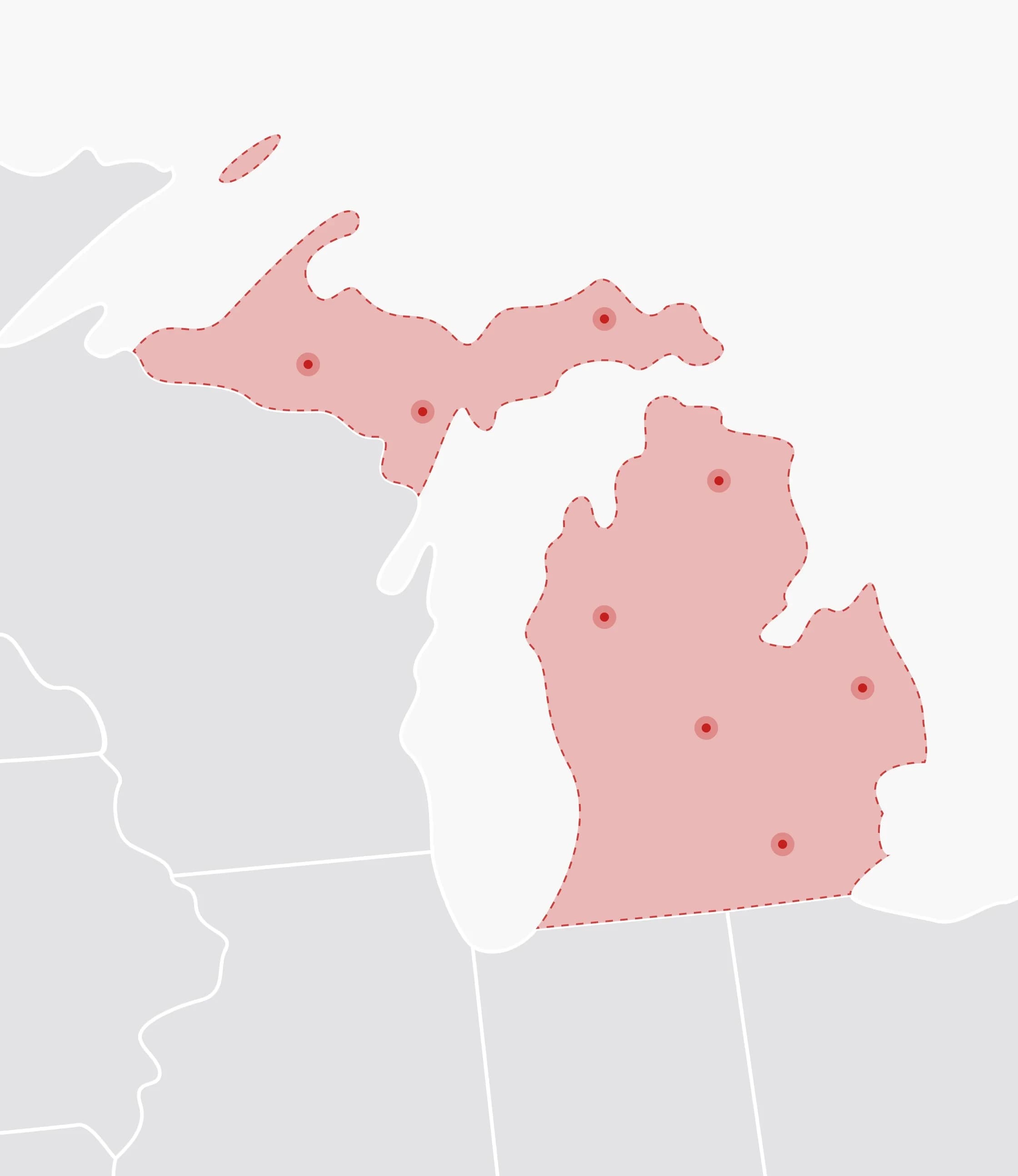 Mapa de Estados Unidos con Michigan resaltado
