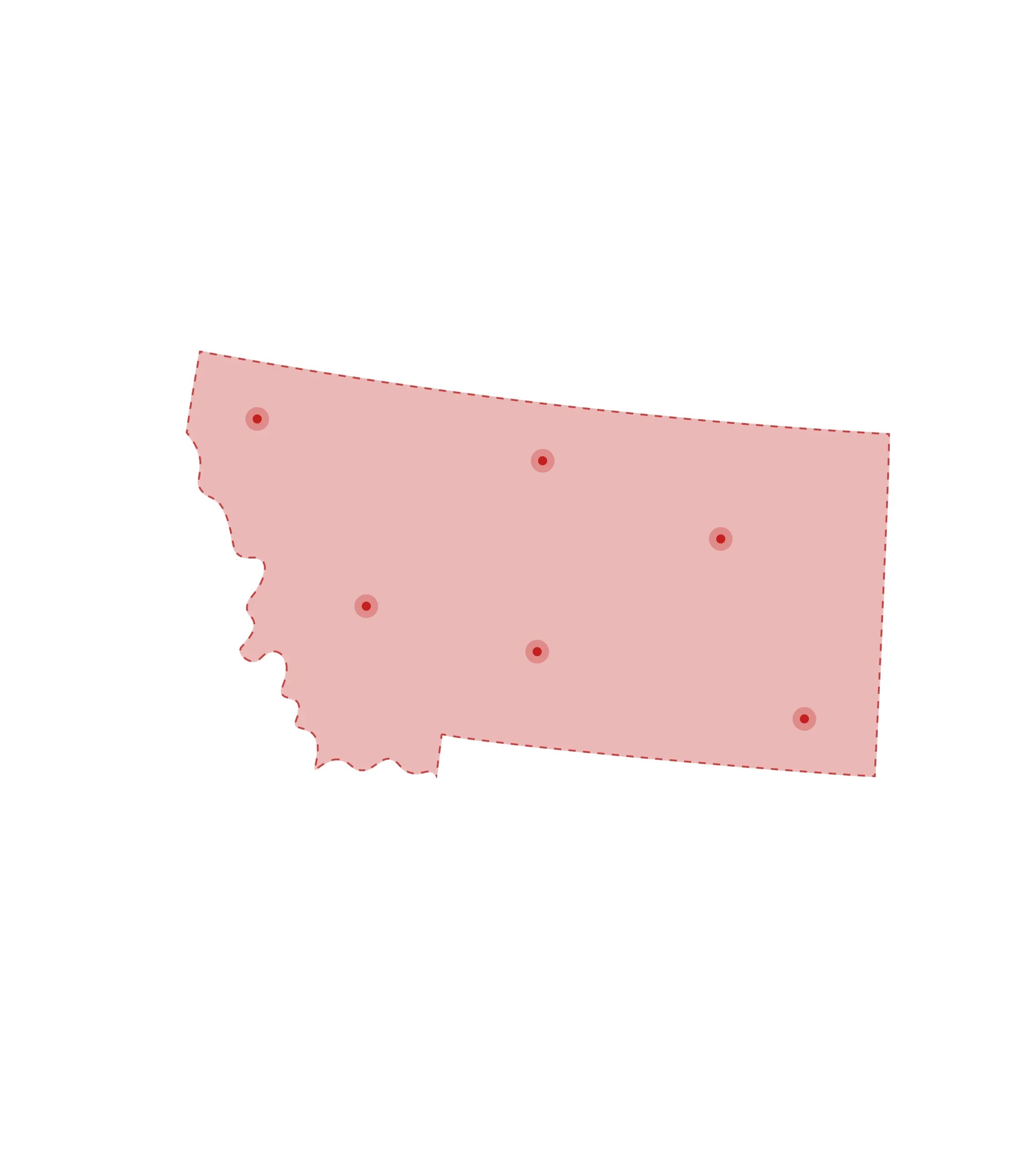 Mapa de las oficinas de registros vitales de Montana
