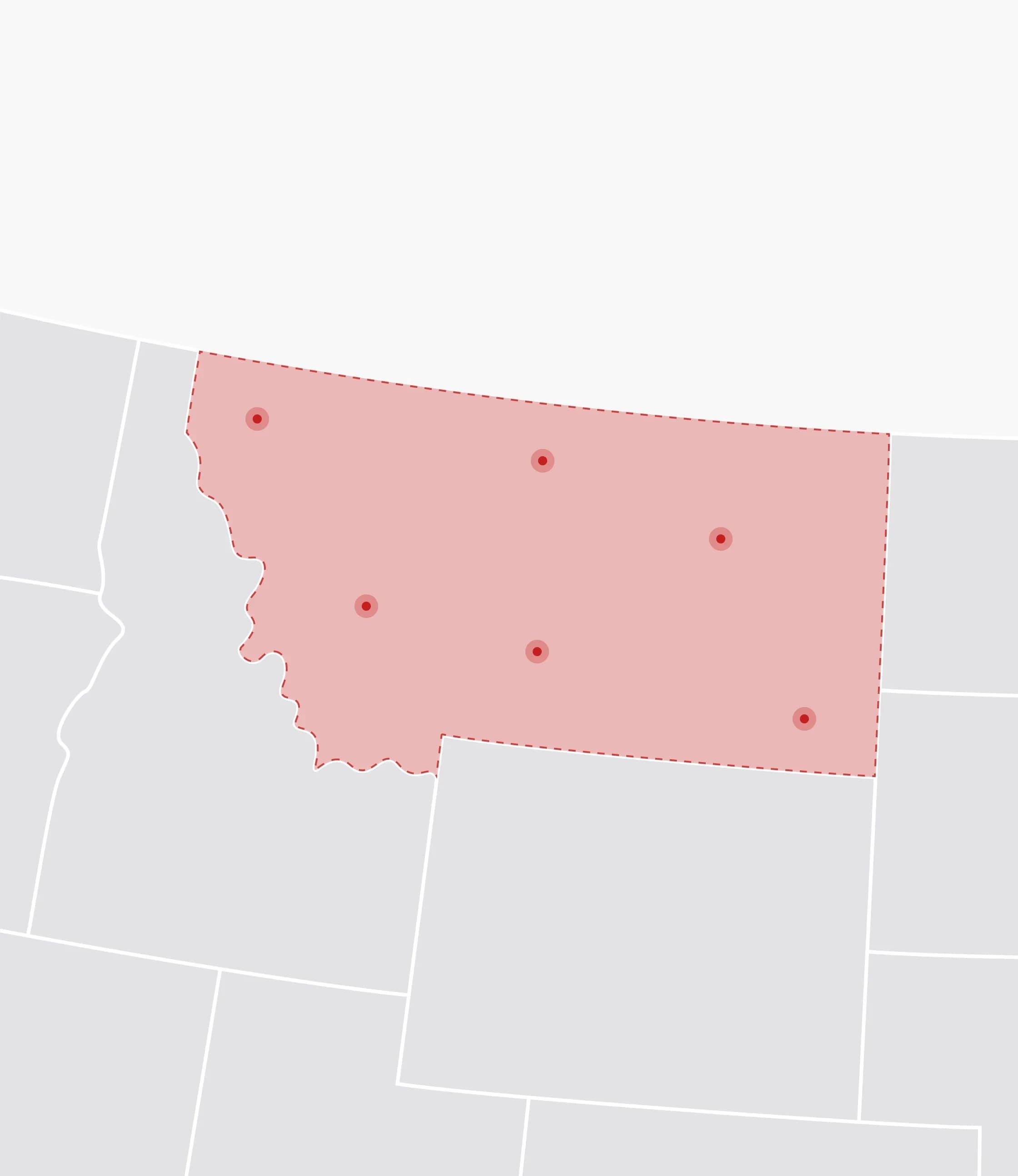 Mapa de Estados Unidos con Montana resaltado