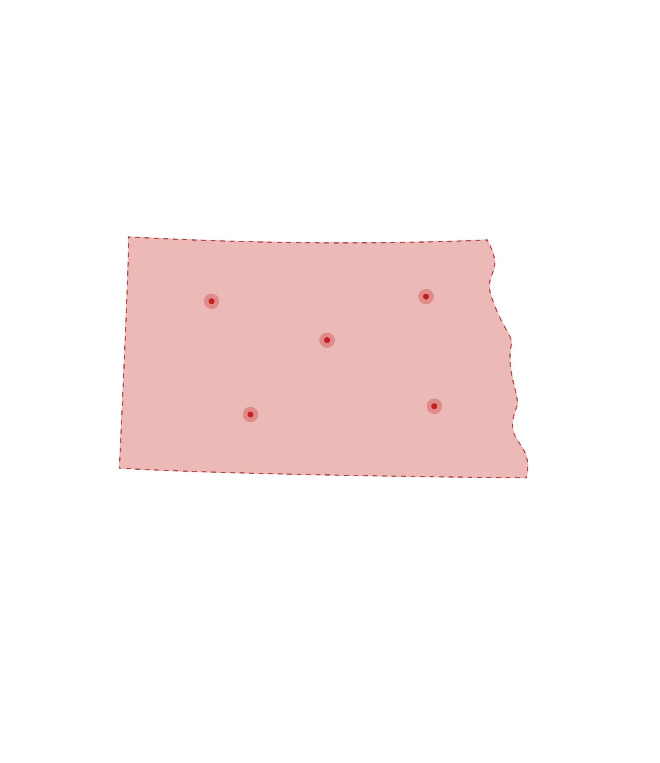 Mapa de las oficinas de registros vitales de North Dakota