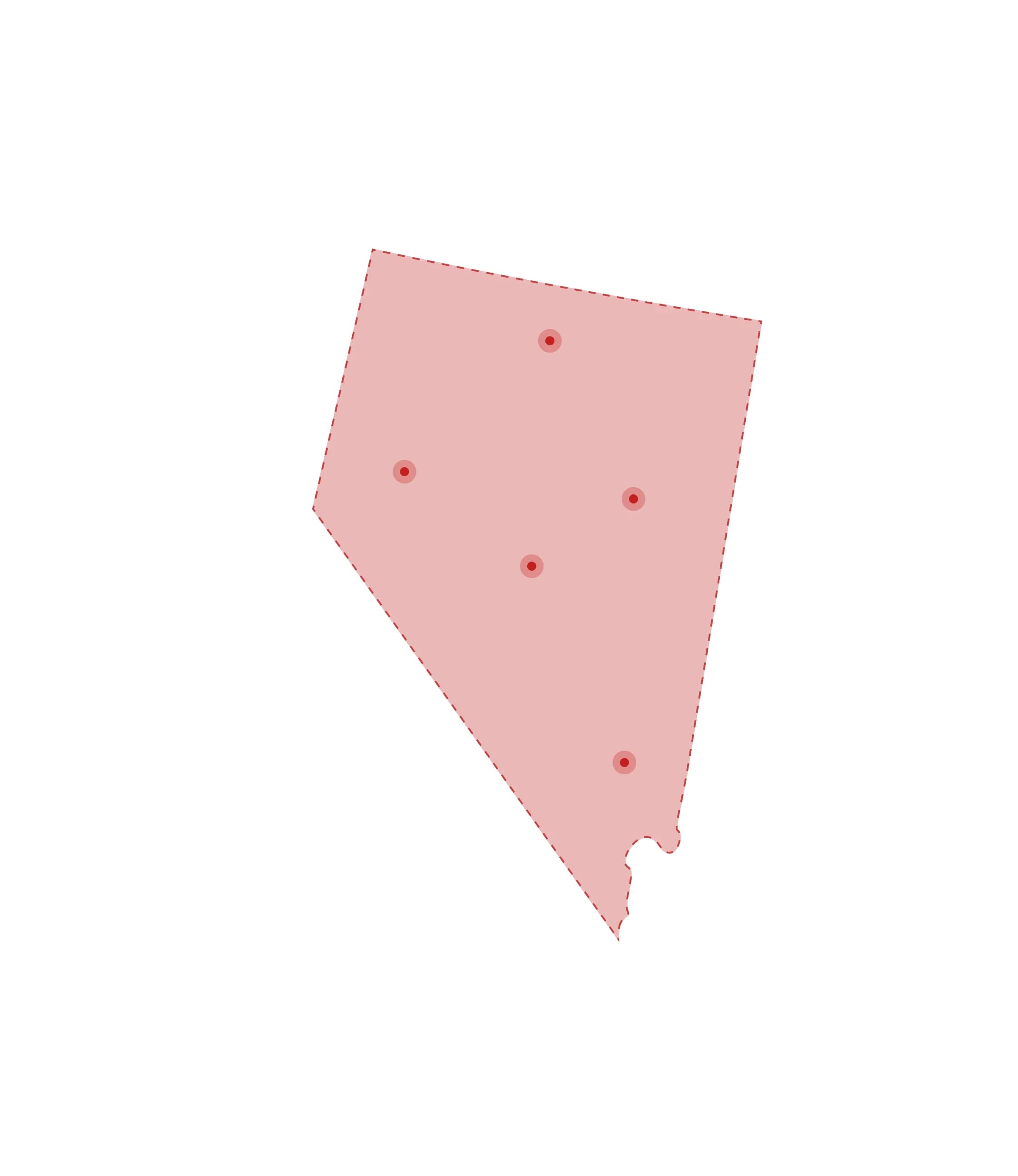 Mapa de las oficinas de registros vitales de Nevada