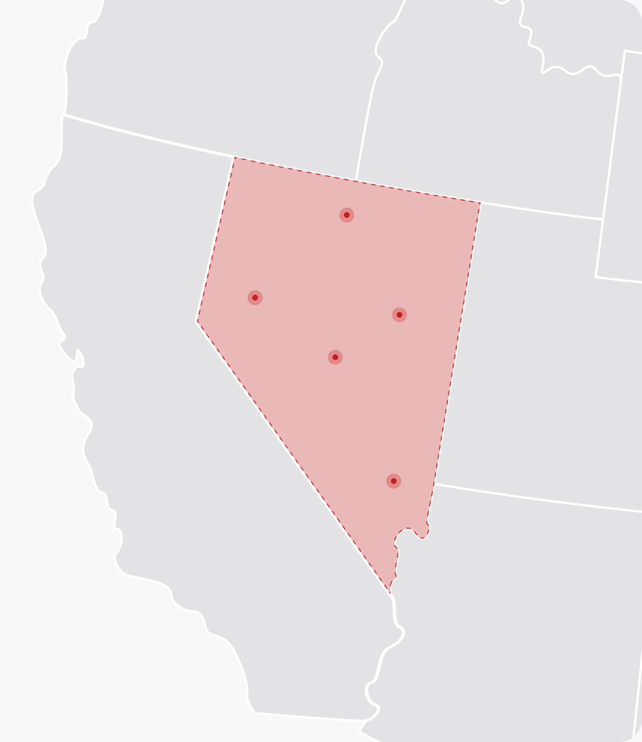 Mapa de Estados Unidos con Nevada resaltado