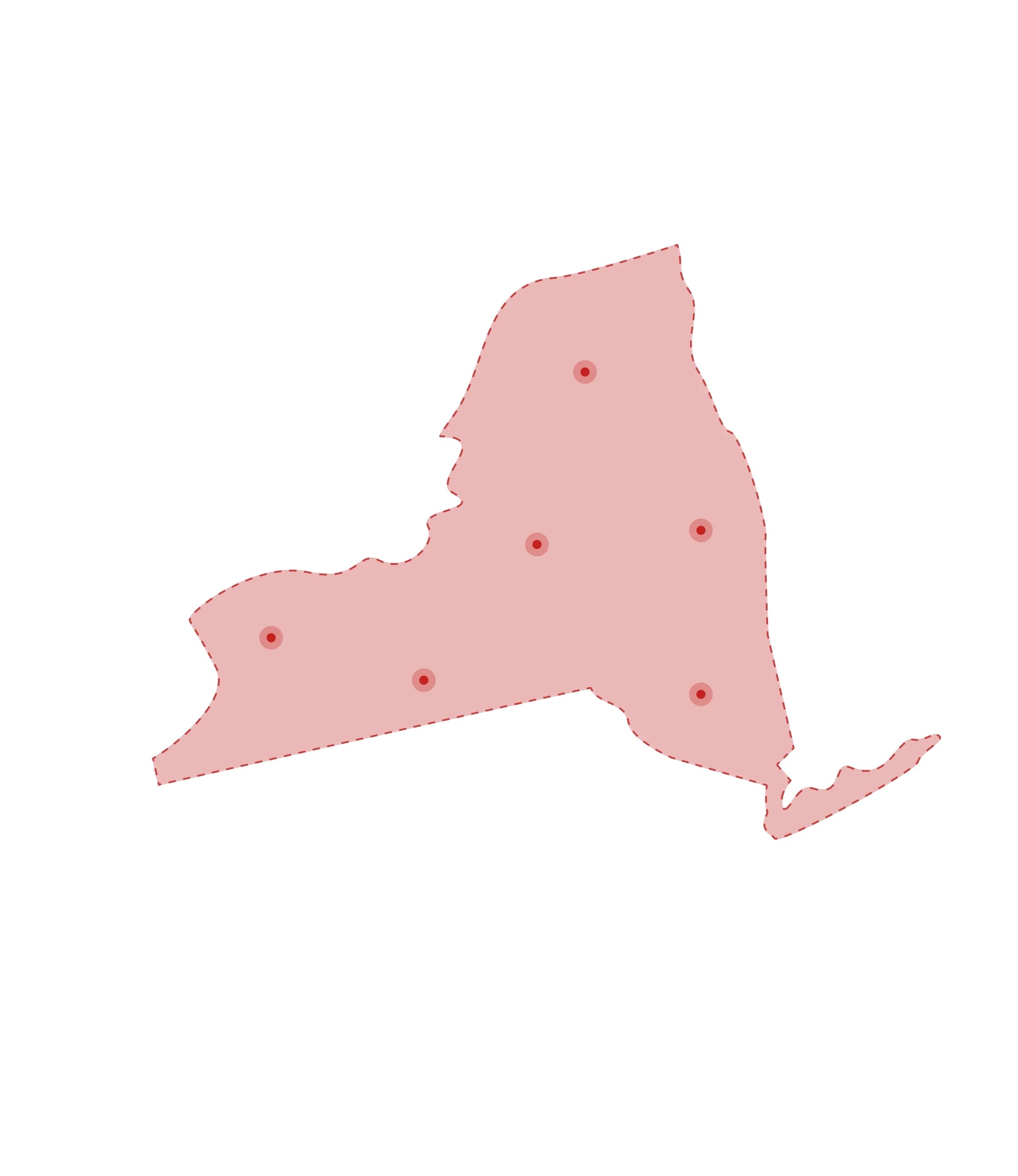 Mapa de las oficinas de registros vitales de New York