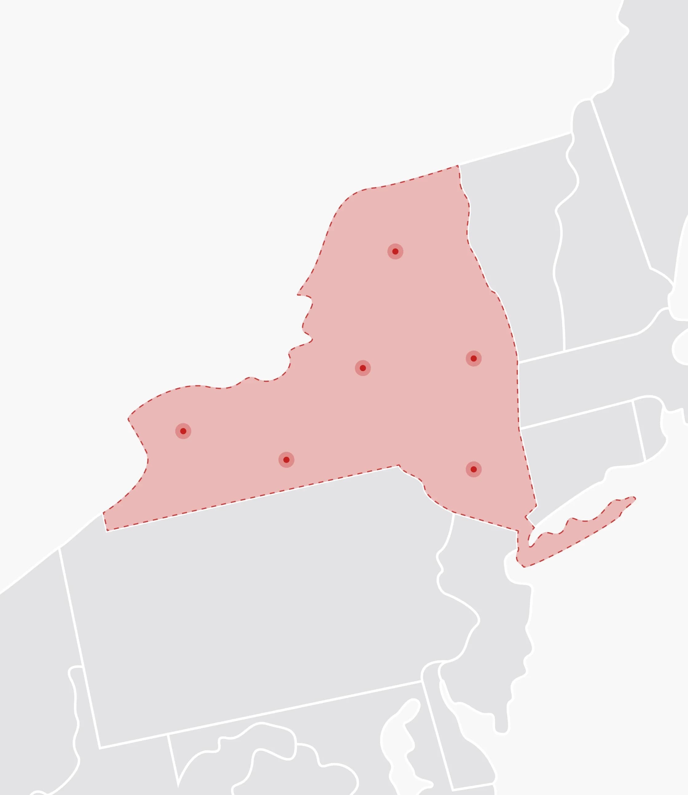 Mapa de Estados Unidos con New York resaltado