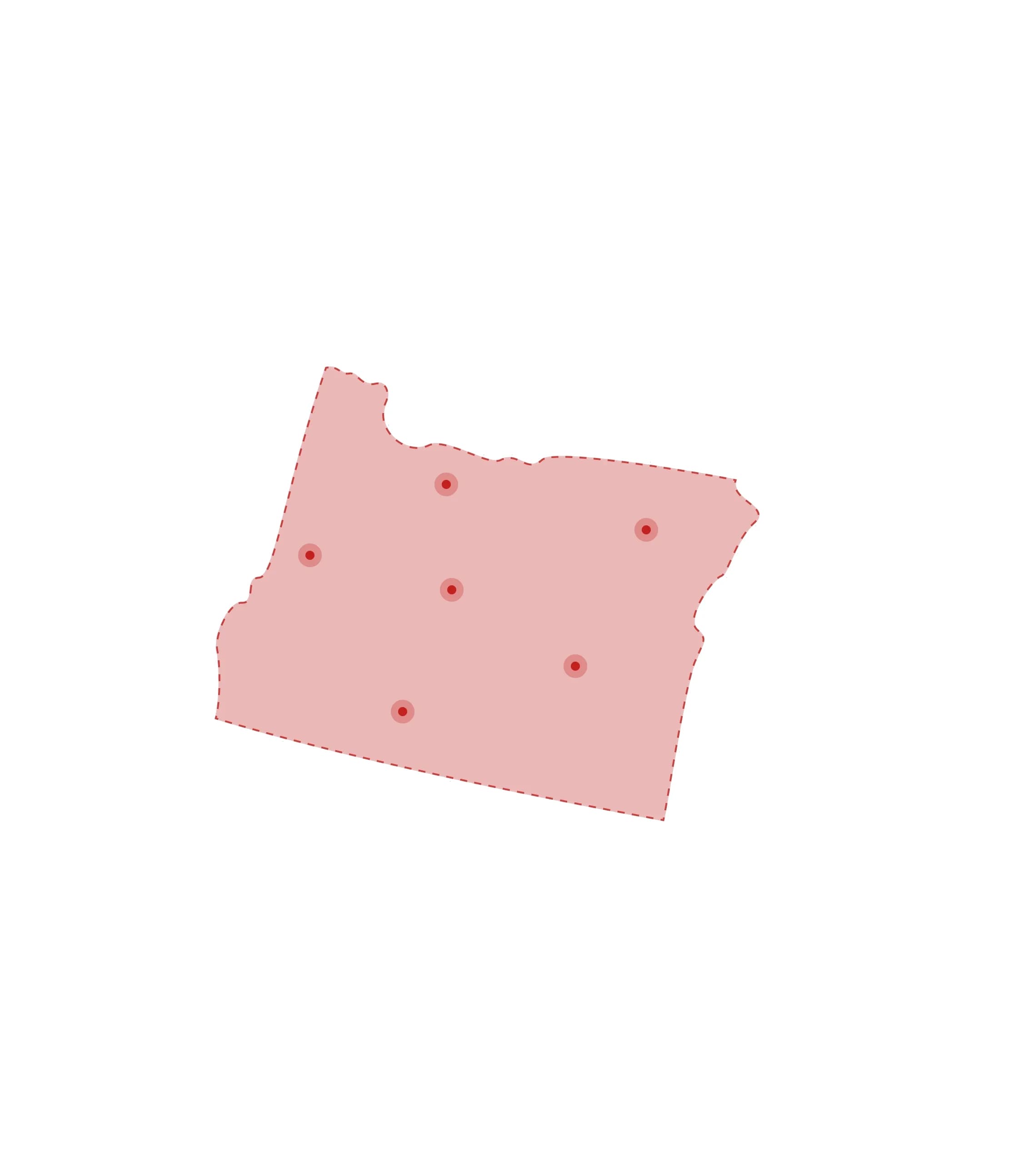 Mapa de las oficinas de registros vitales de Oregon