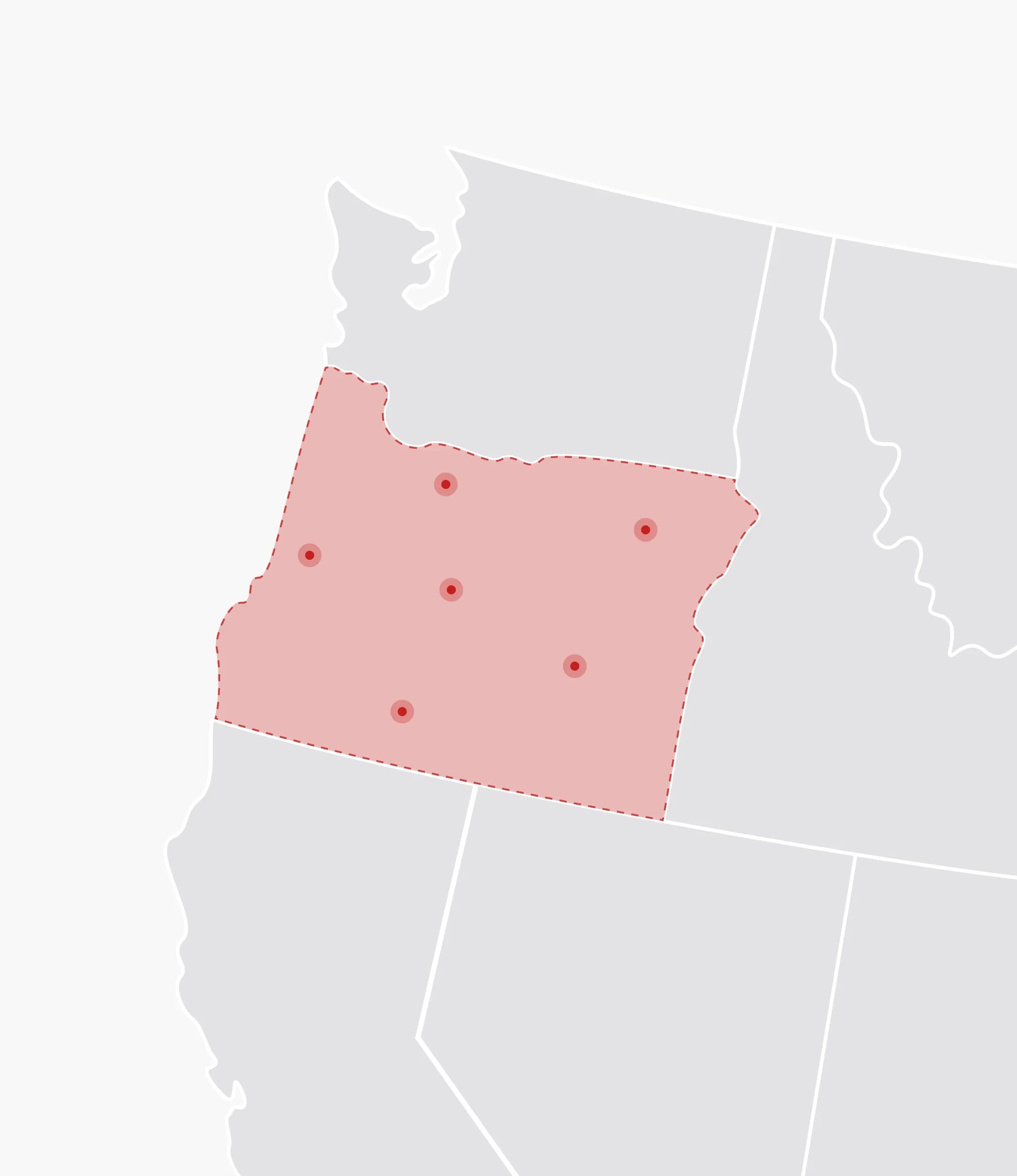 Mapa de Estados Unidos con Oregon resaltado