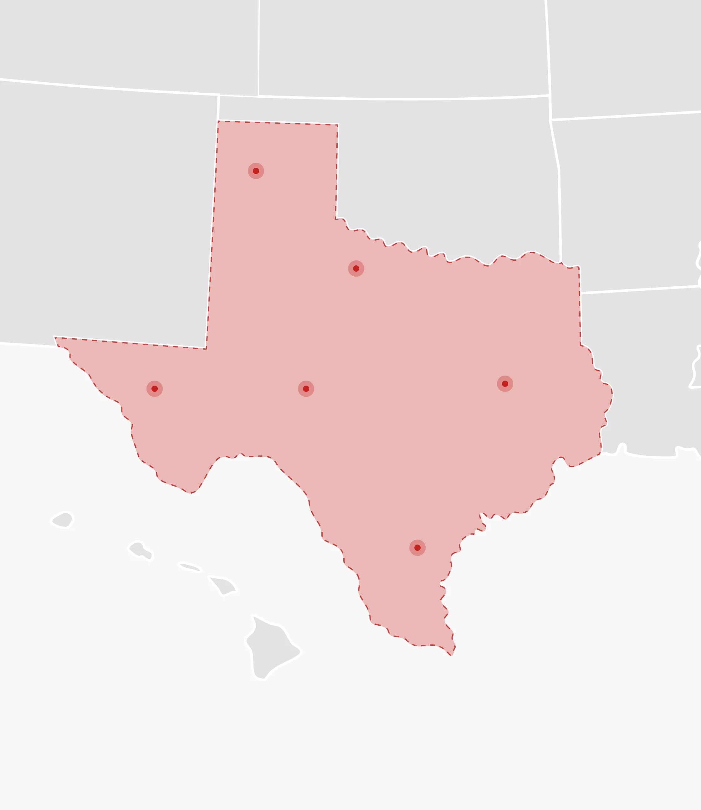 Mapa de Estados Unidos con Texas resaltado