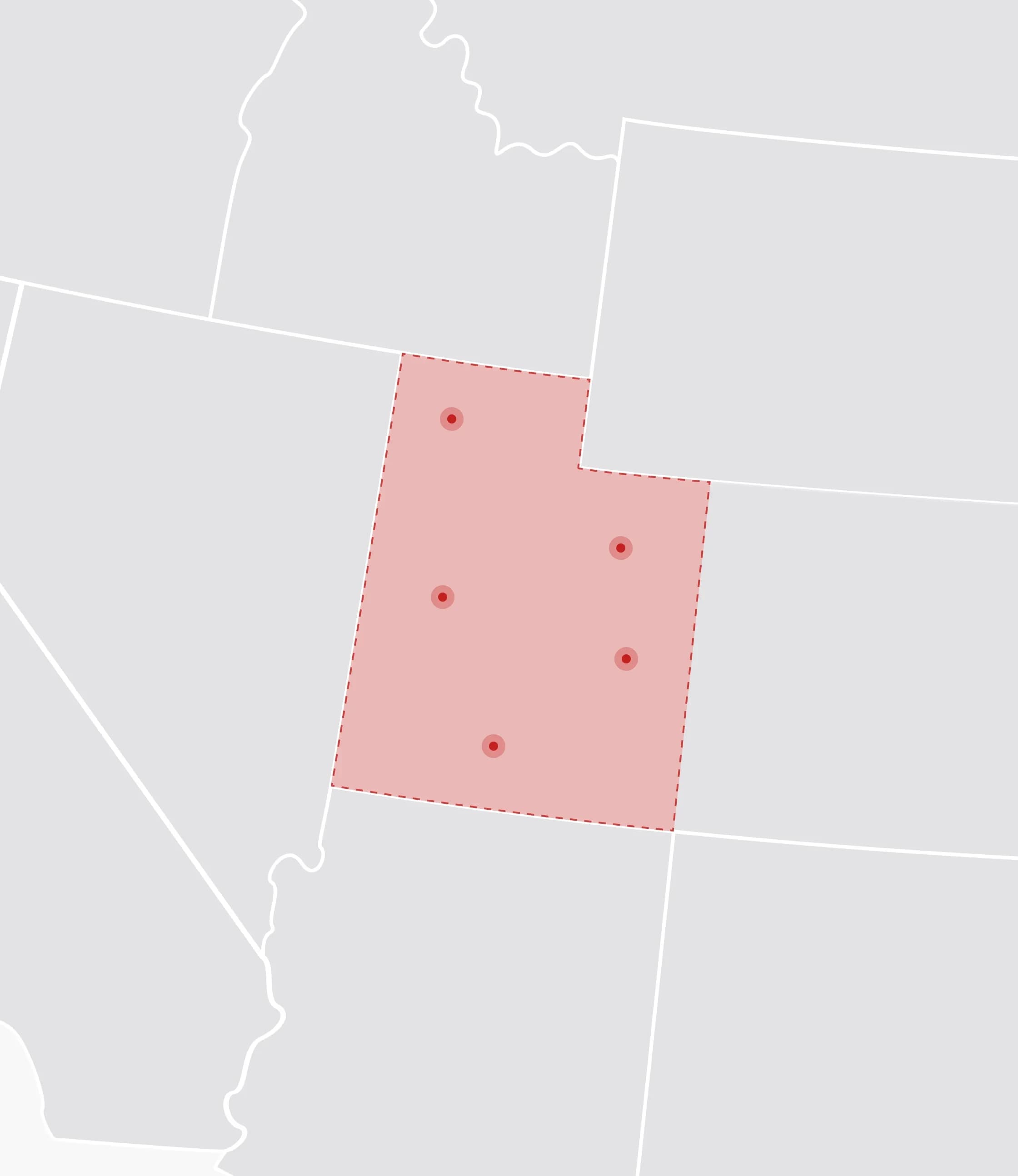 Mapa de Estados Unidos con Utah resaltado