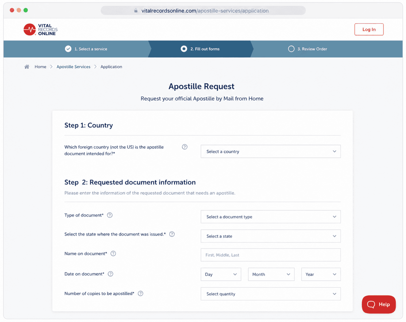 apostille application page