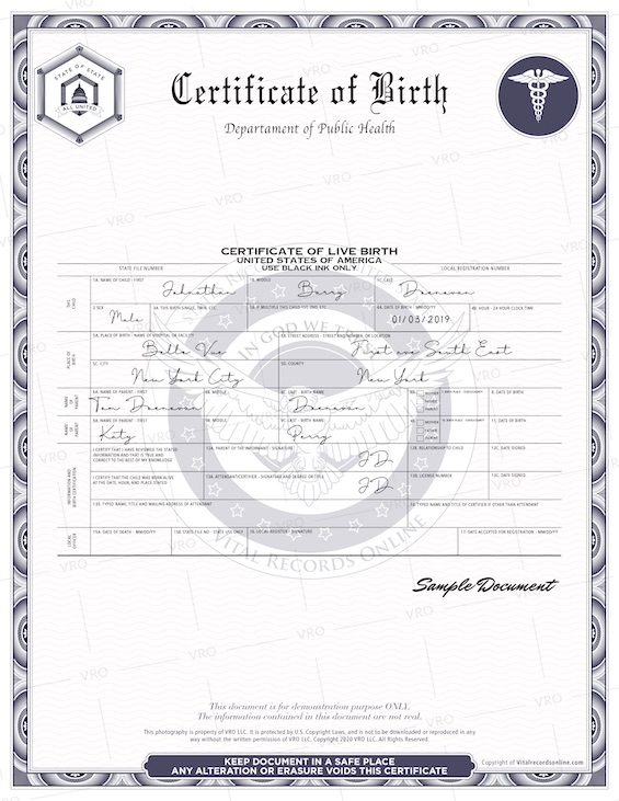 Vermont Birth Certificate