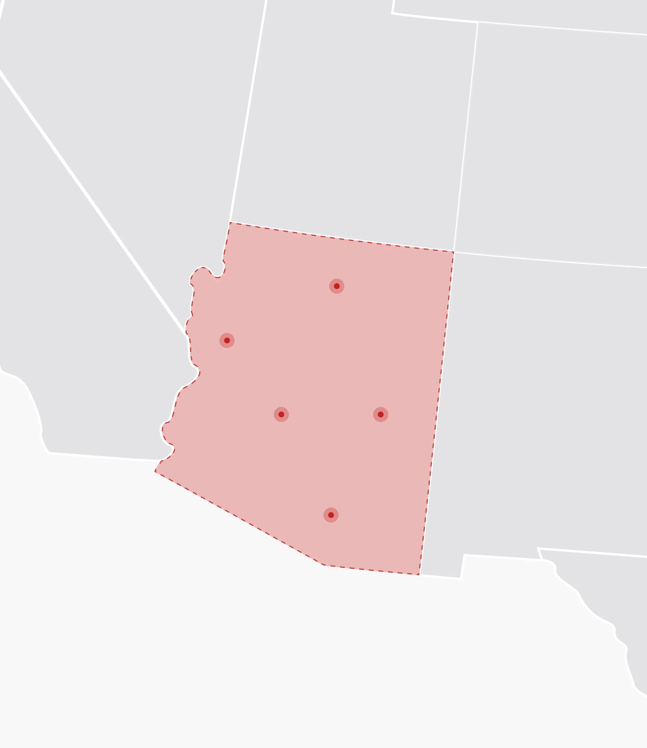 Mapa de Estados Unidos con Arizona resaltado
