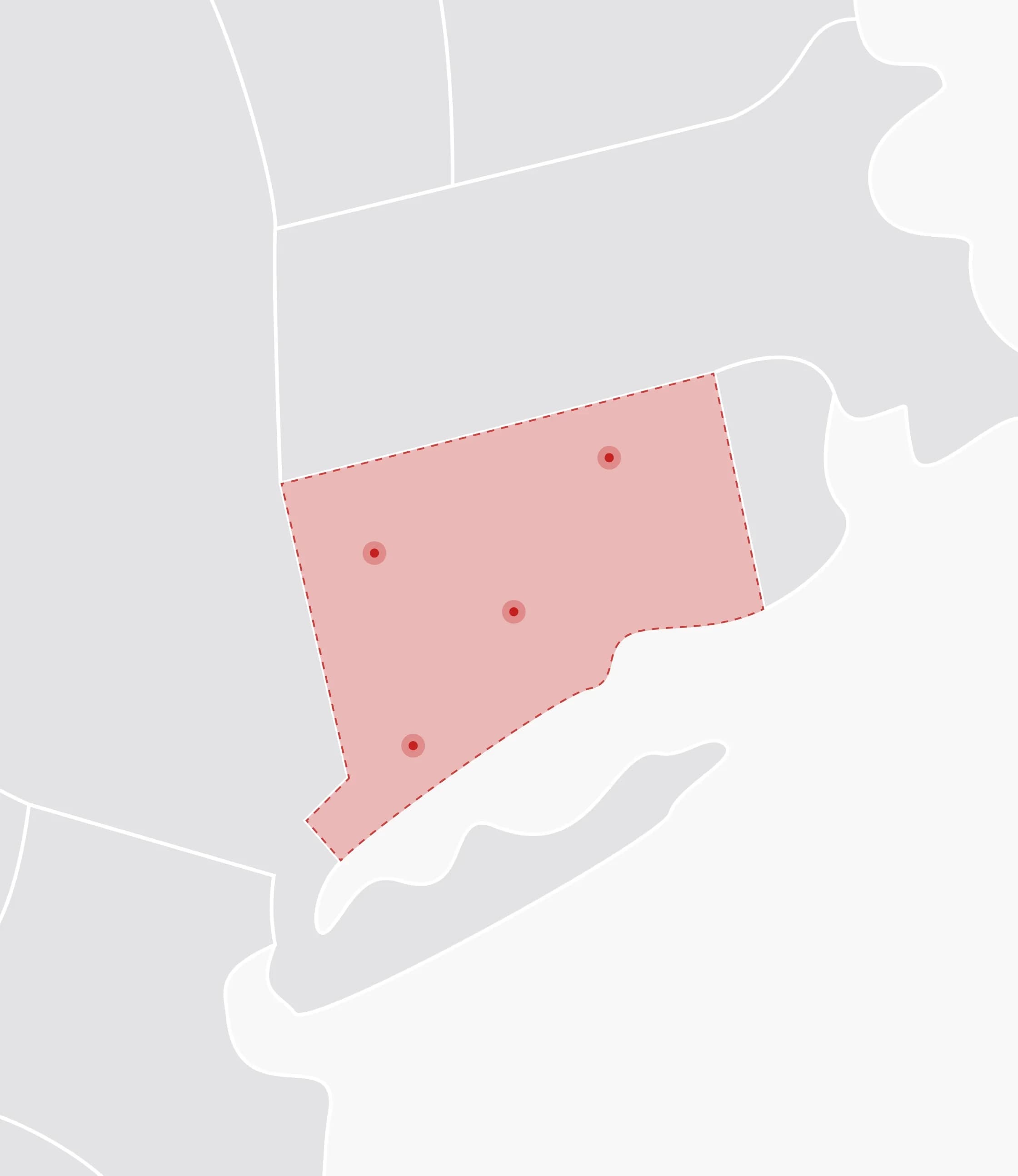 Mapa de Estados Unidos con Connecticut resaltado