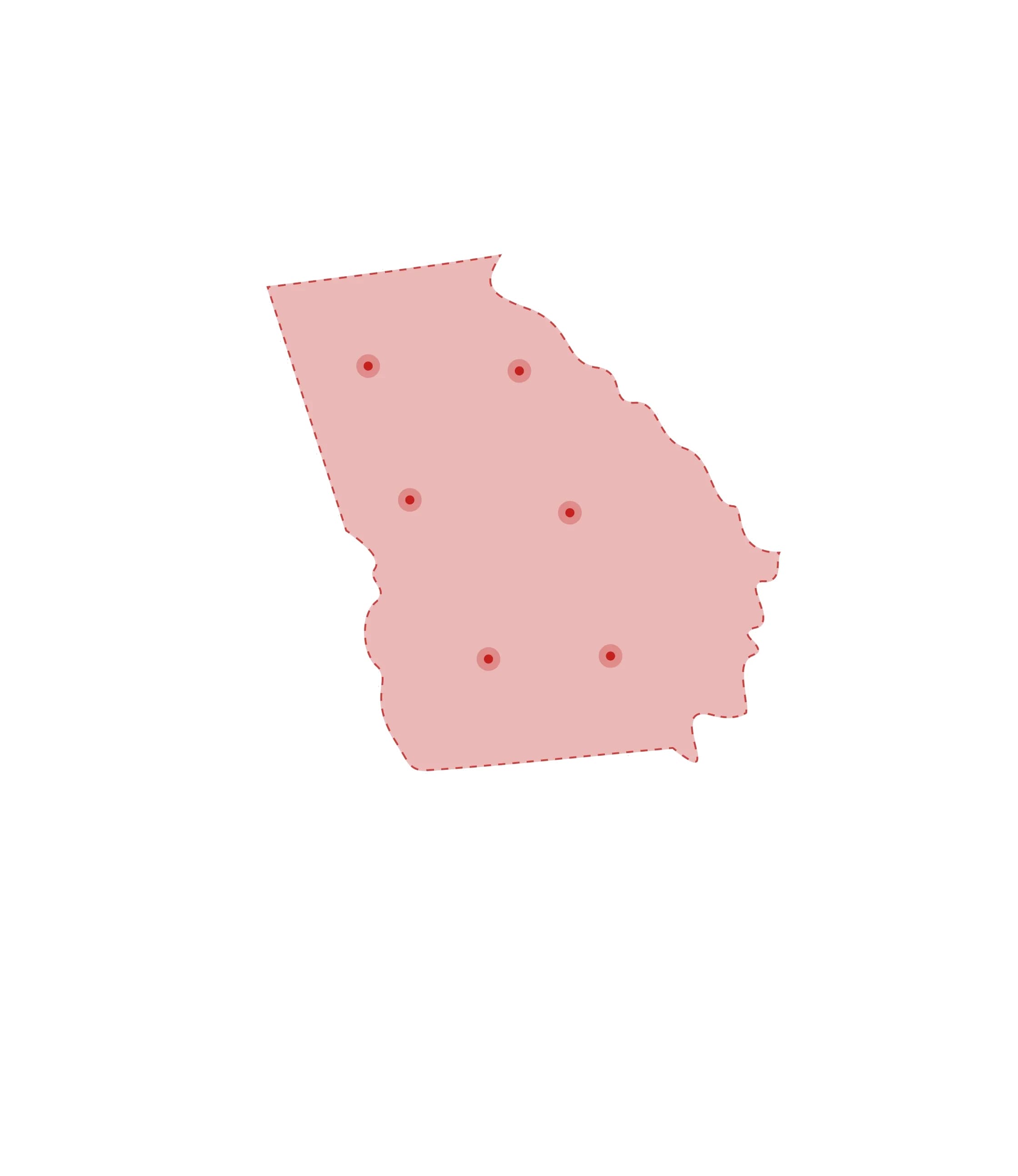 Mapa de las oficinas de registros vitales de Georgia