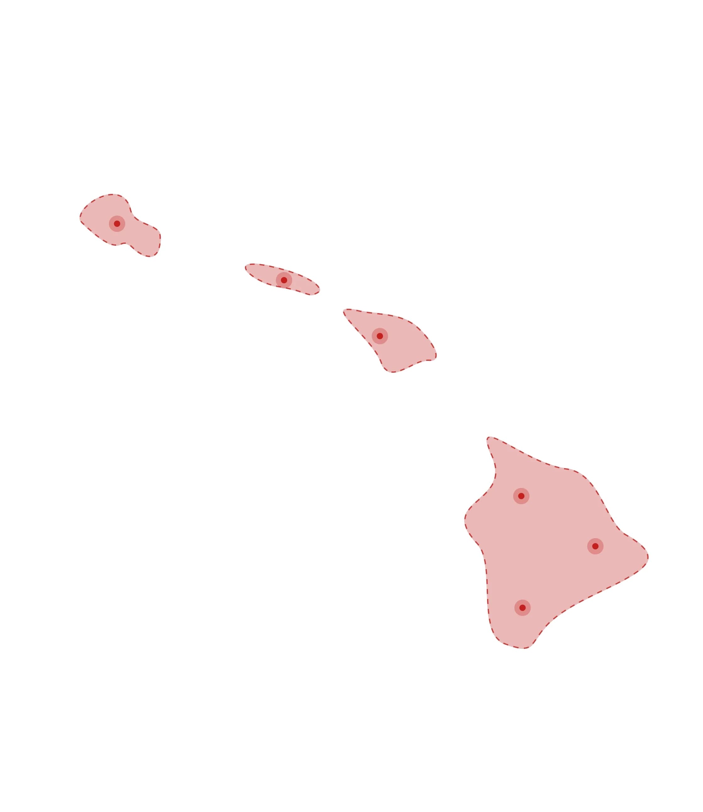 Mapa de las oficinas de registros vitales de Hawaii