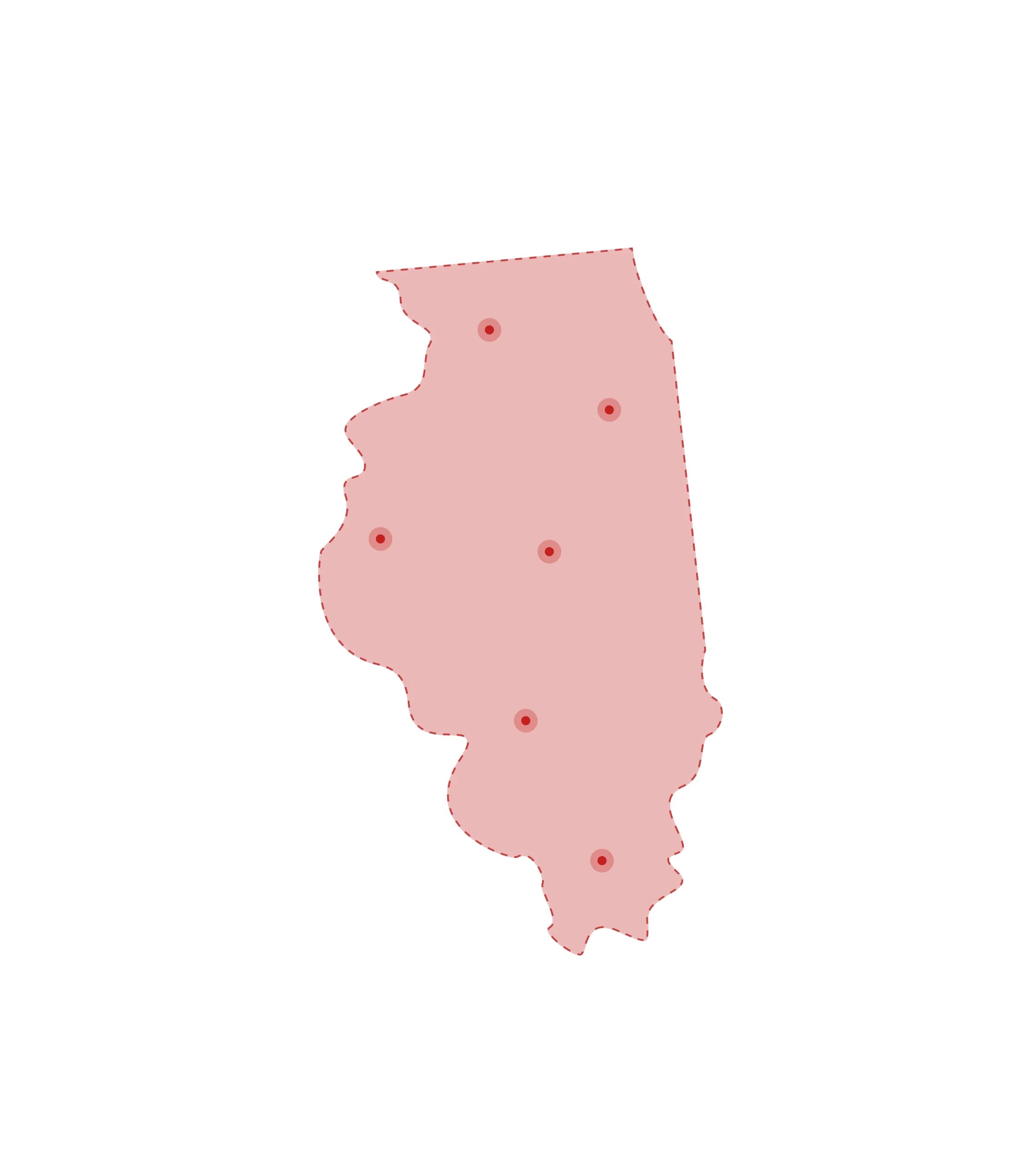 Mapa de las oficinas de registros vitales de Illinois