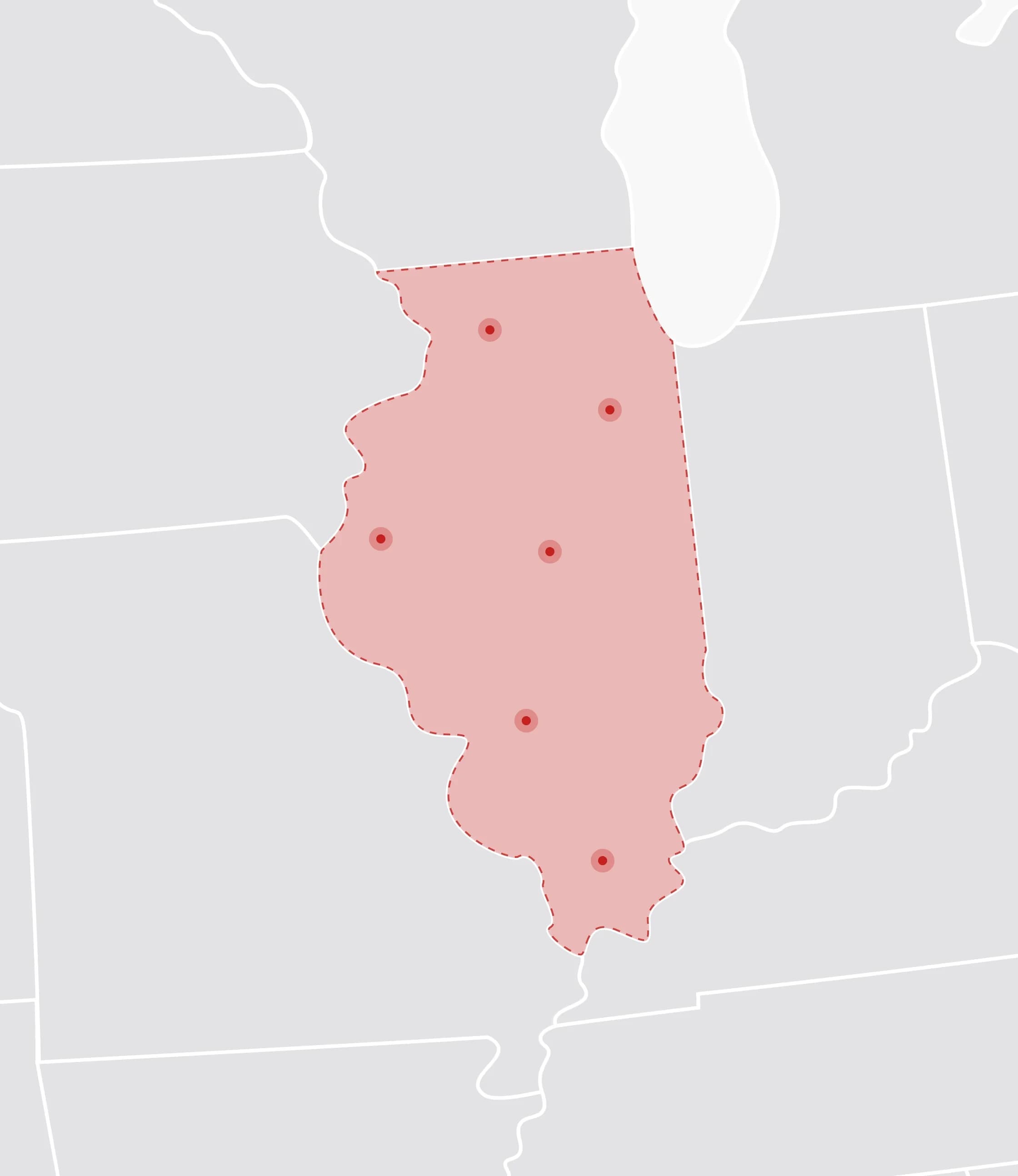 Mapa de Estados Unidos con Illinois resaltado