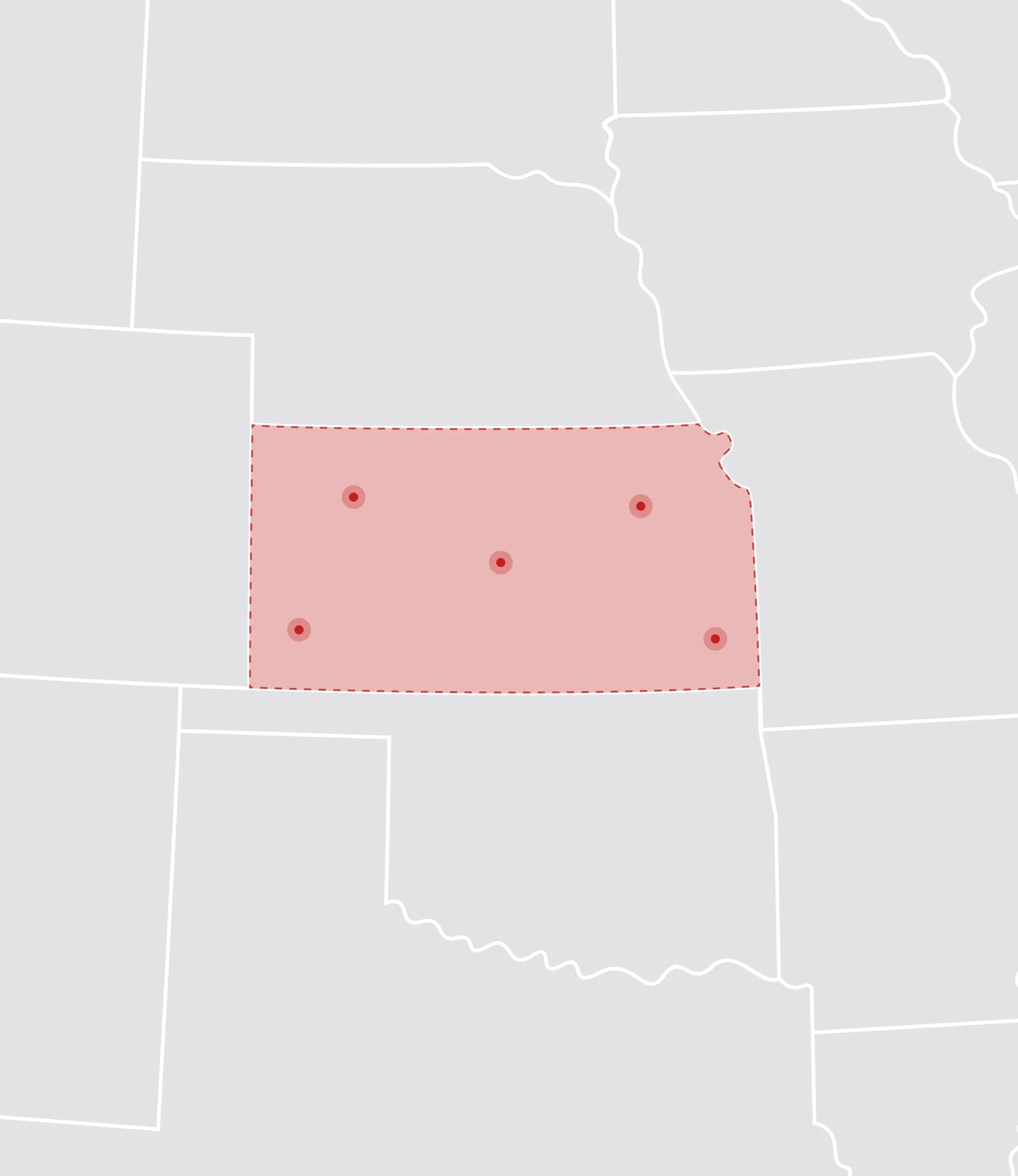 Mapa de Estados Unidos con Kansas resaltado