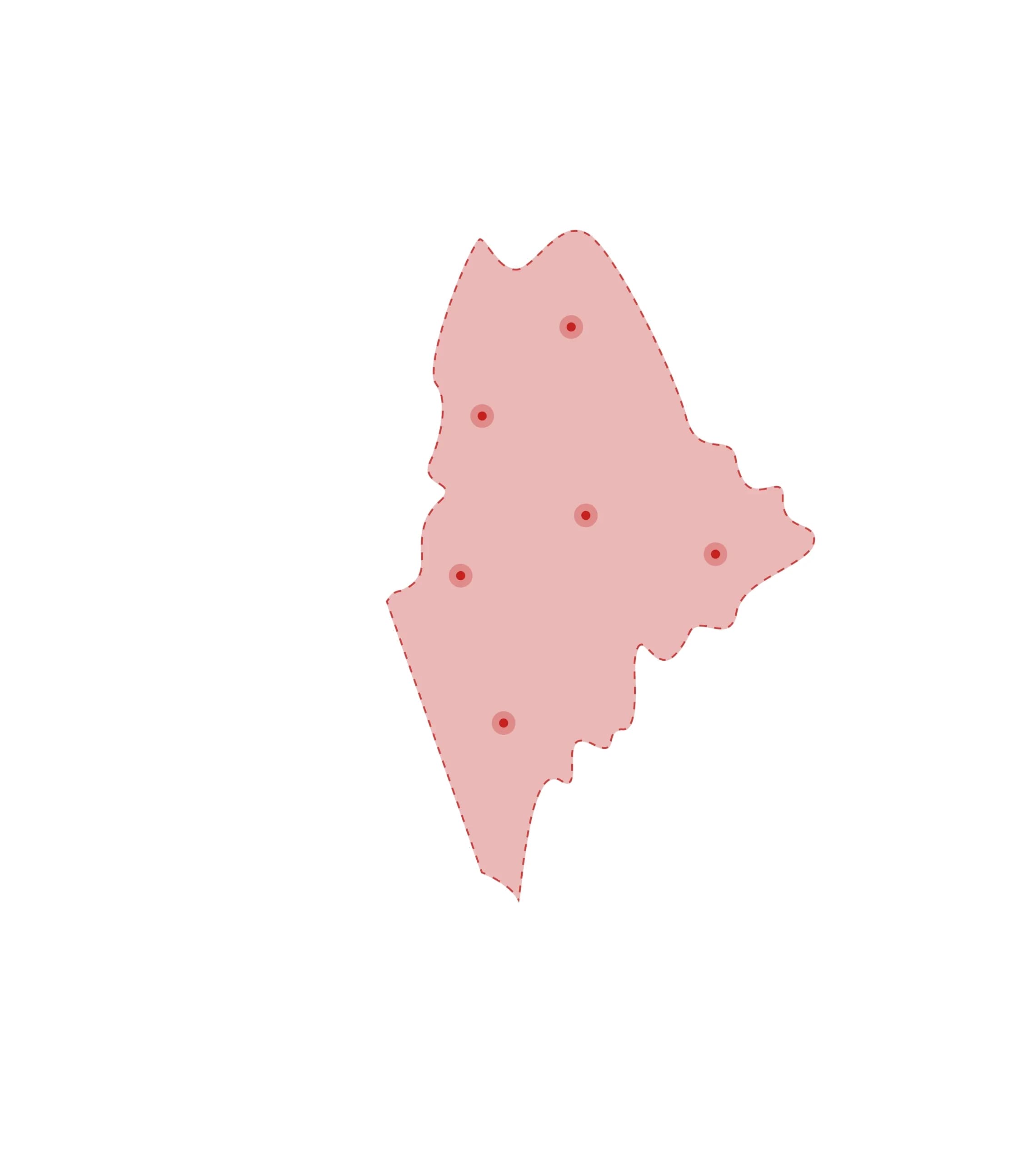 Mapa de las oficinas de registros vitales de Maine