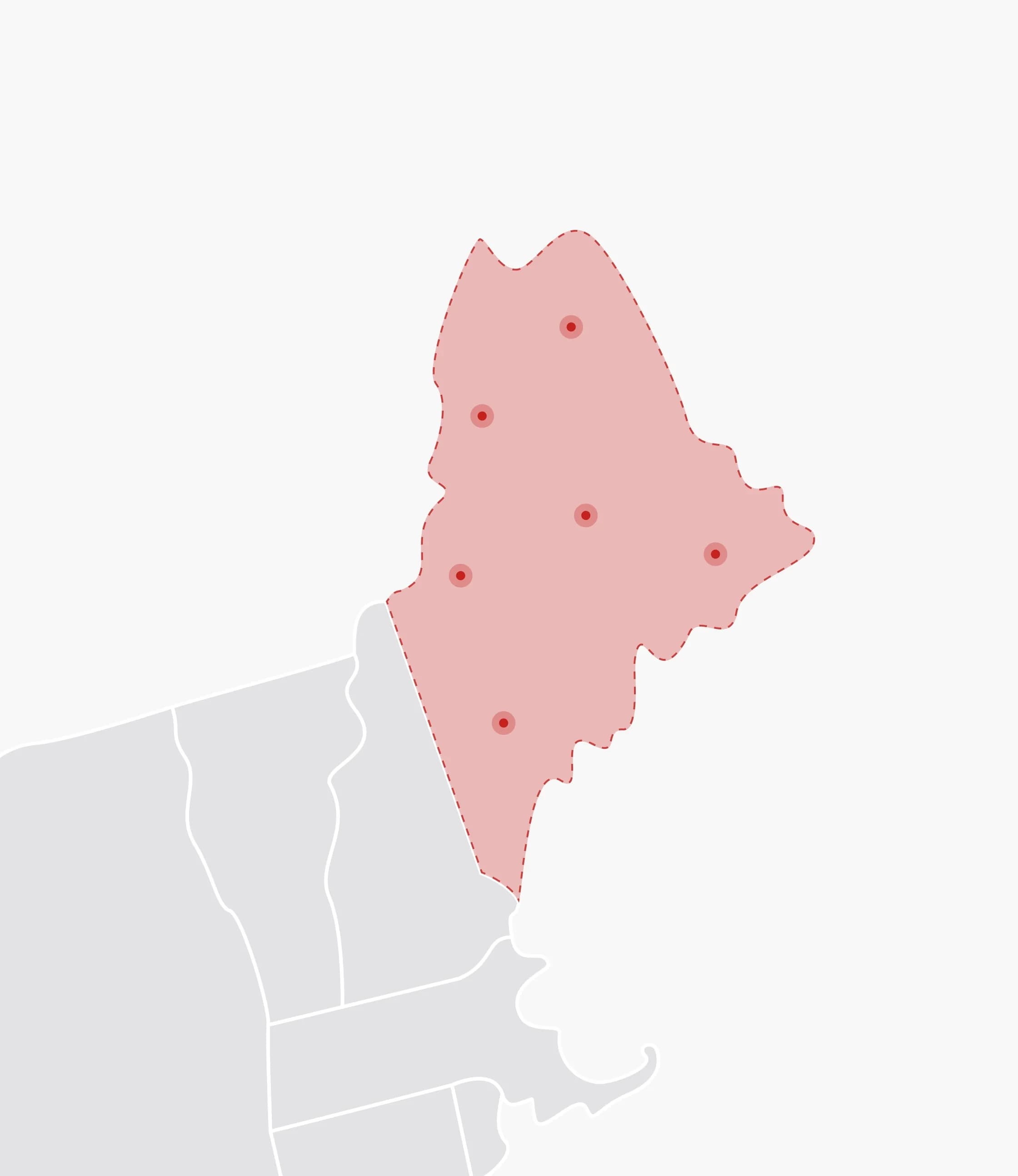 Mapa de Estados Unidos con Maine resaltado