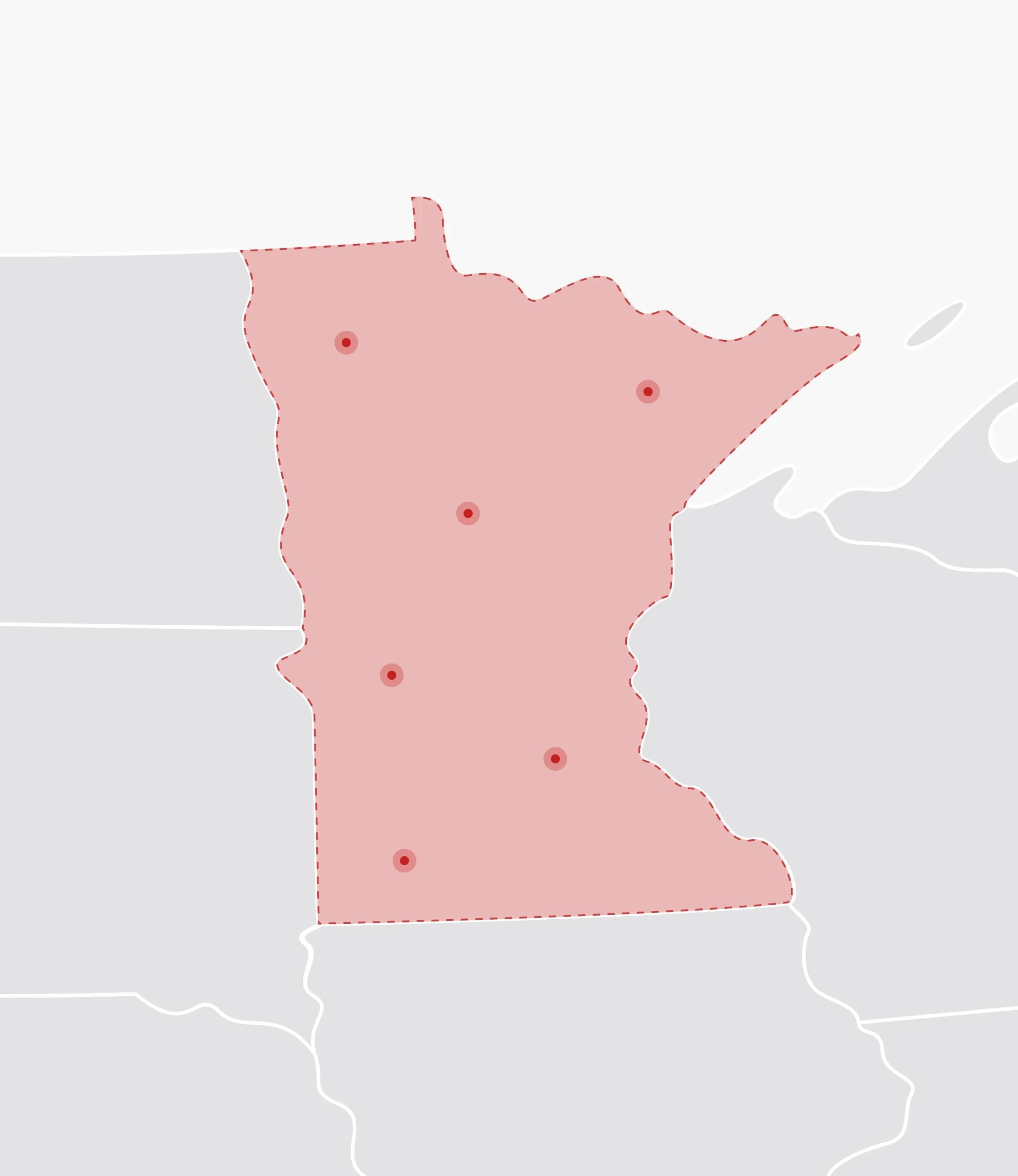 Mapa de Estados Unidos con Minnesota resaltado