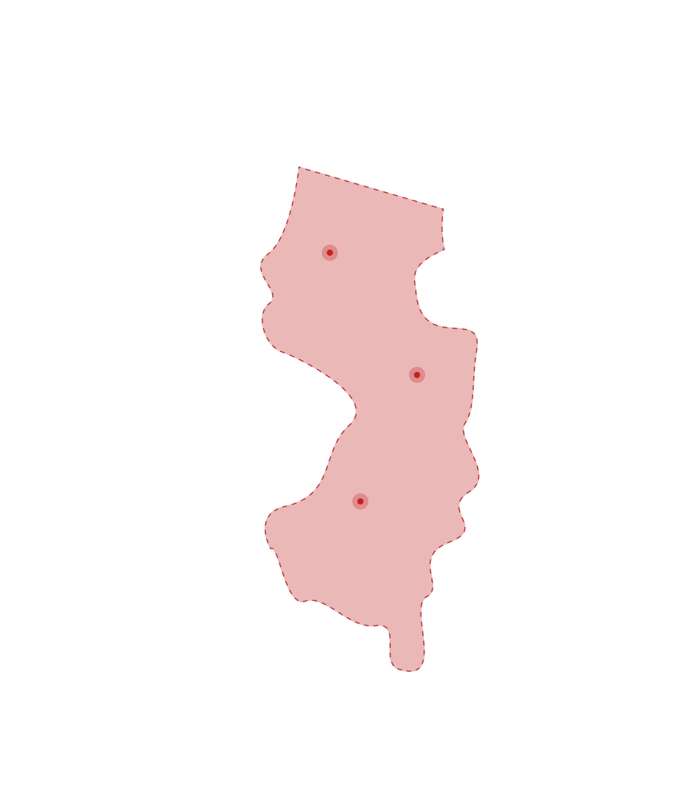 Mapa de las oficinas de registros vitales de New Jersey