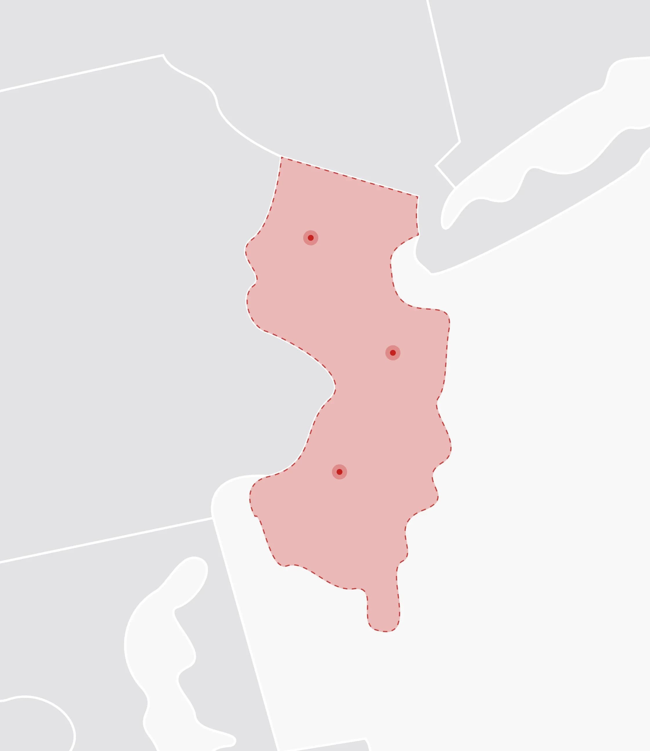 Mapa de Estados Unidos con New Jersey resaltado