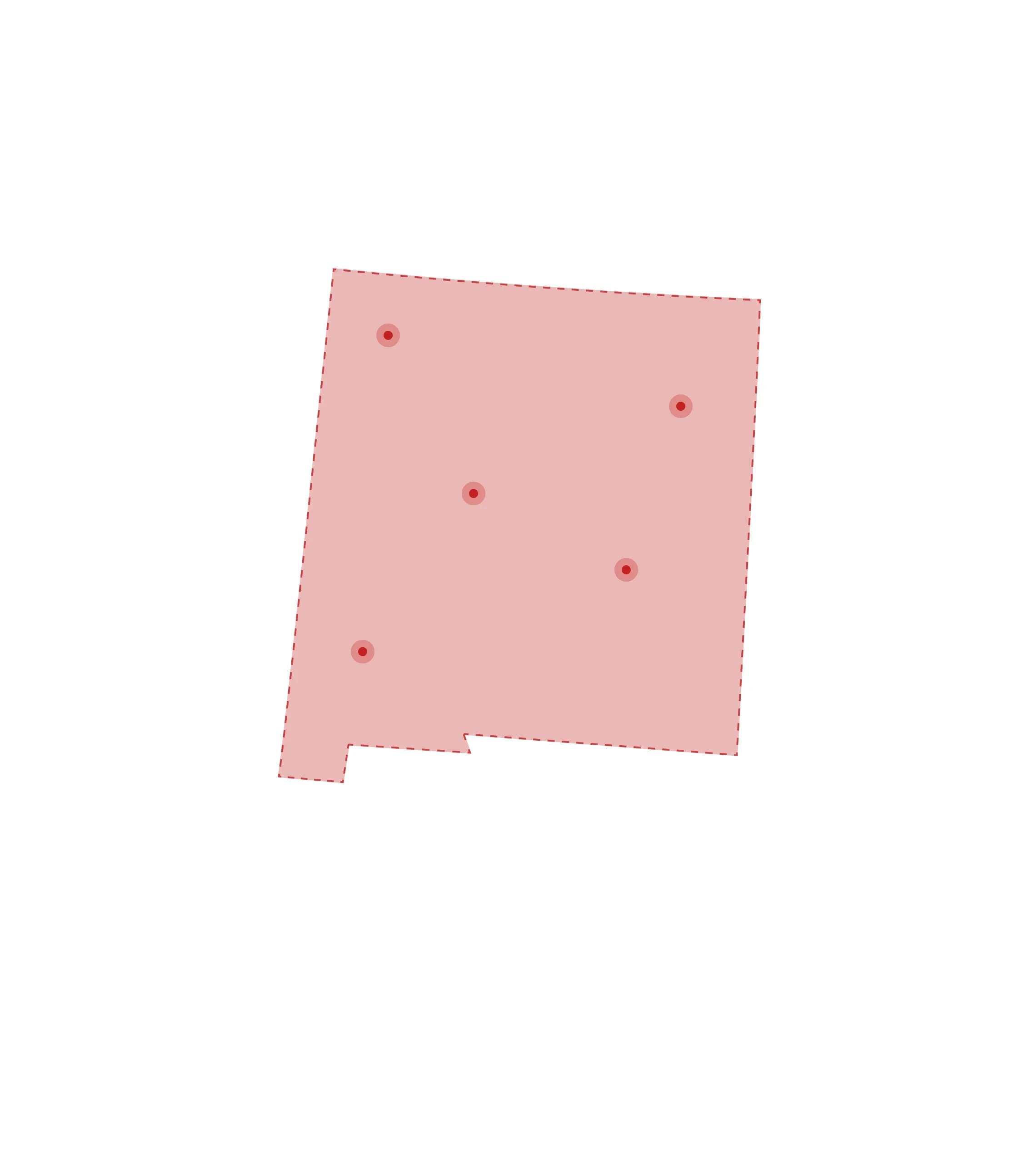 Mapa de las oficinas de registros vitales de New Mexico