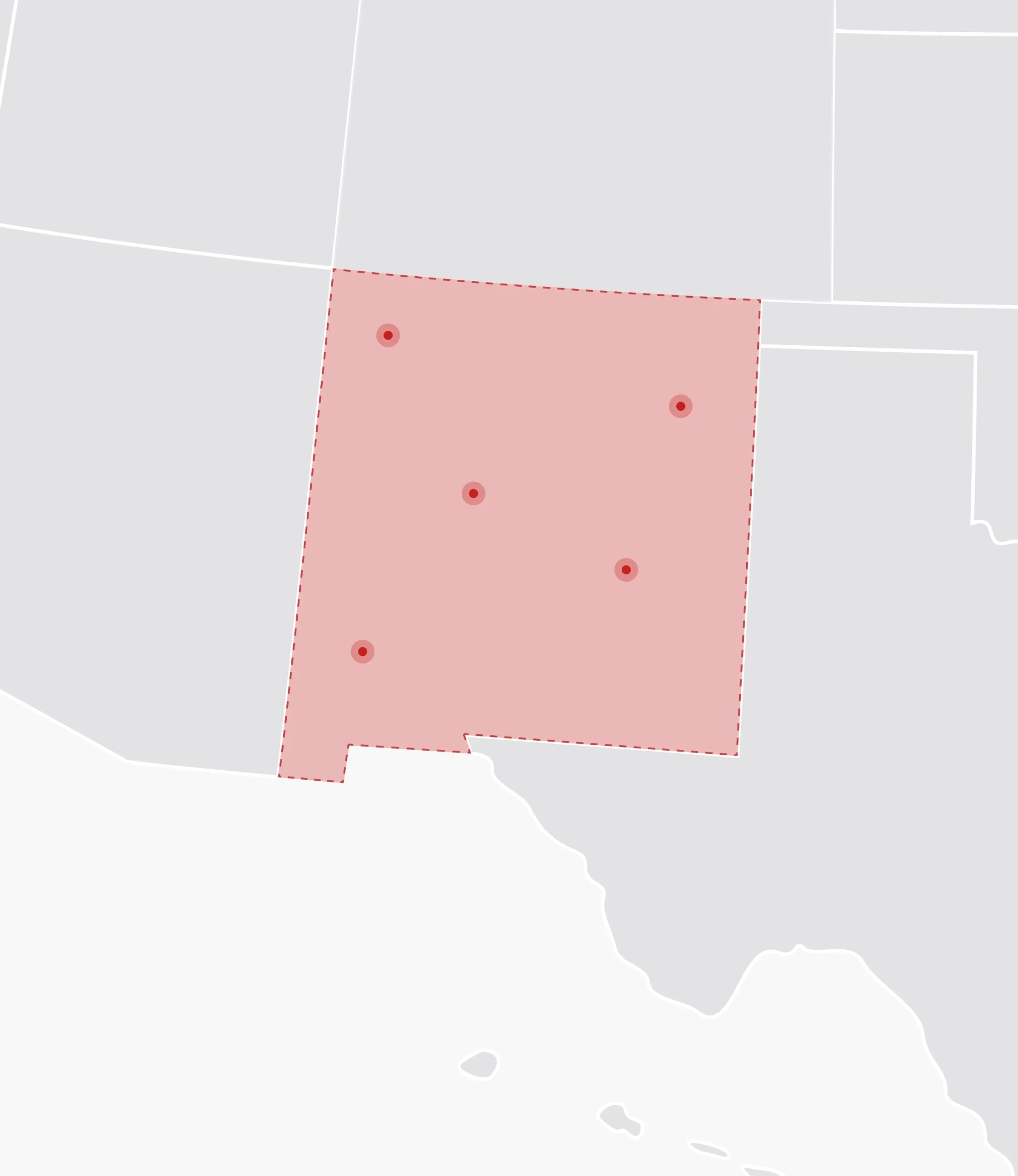 Mapa de Estados Unidos con New Mexico resaltado