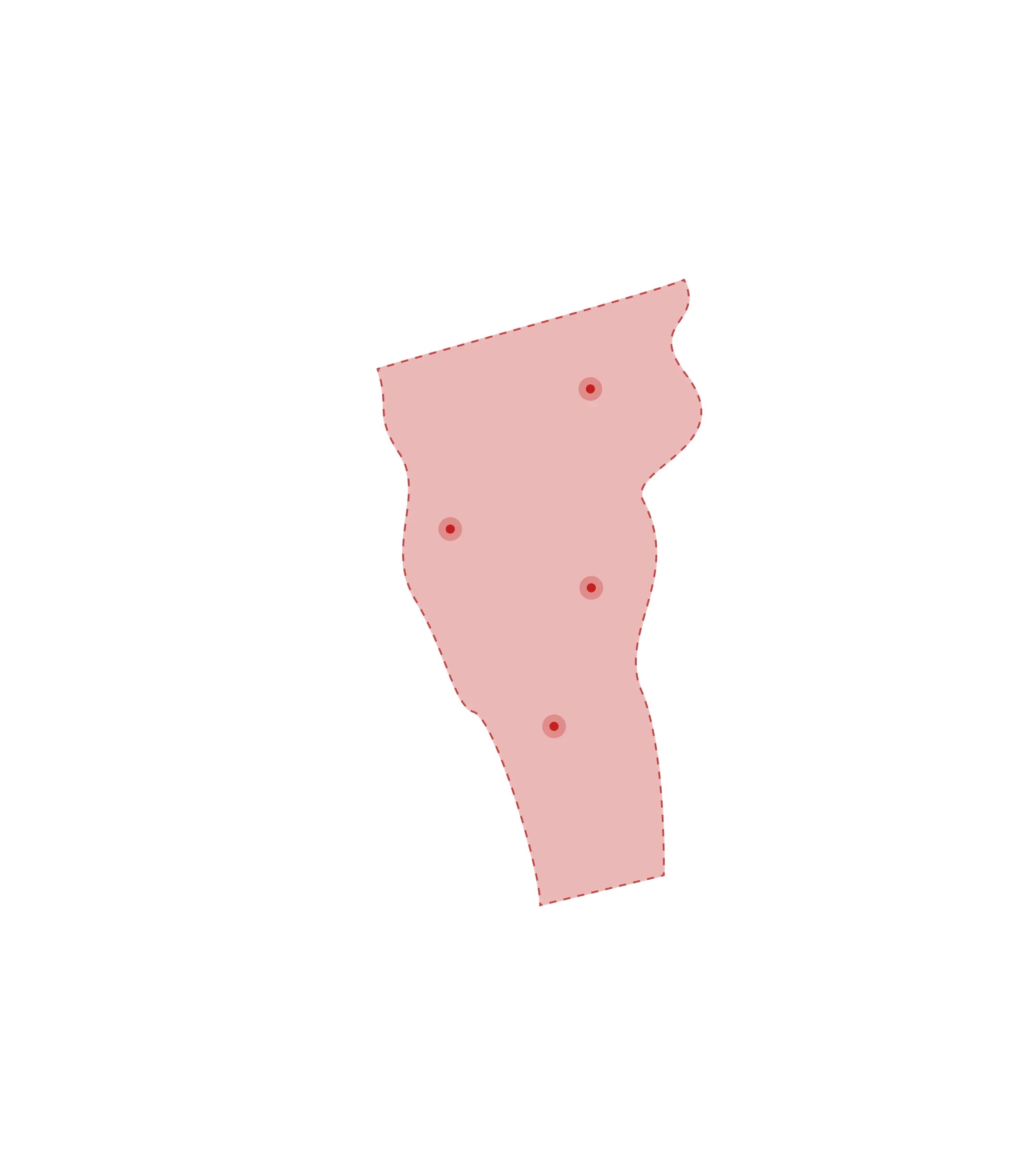 Mapa de las oficinas de registros vitales de Vermont