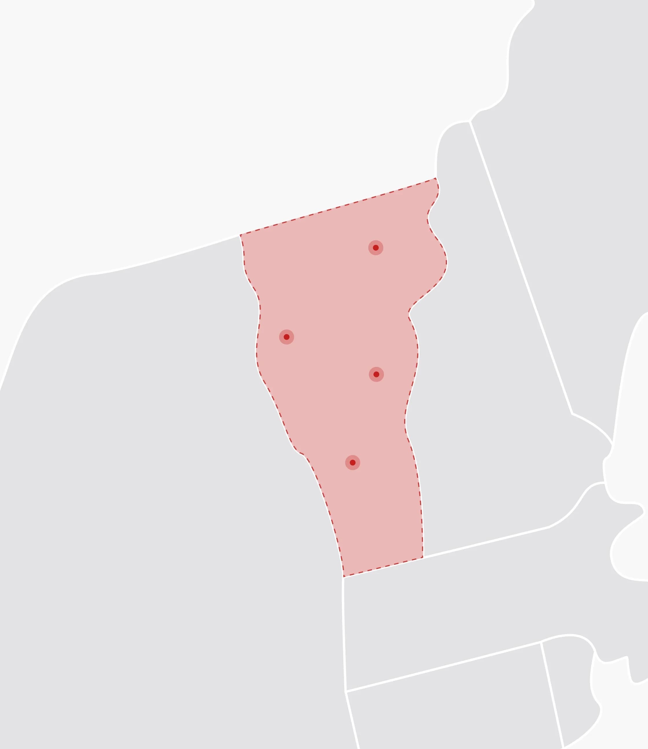 Mapa de Estados Unidos con Vermont resaltado
