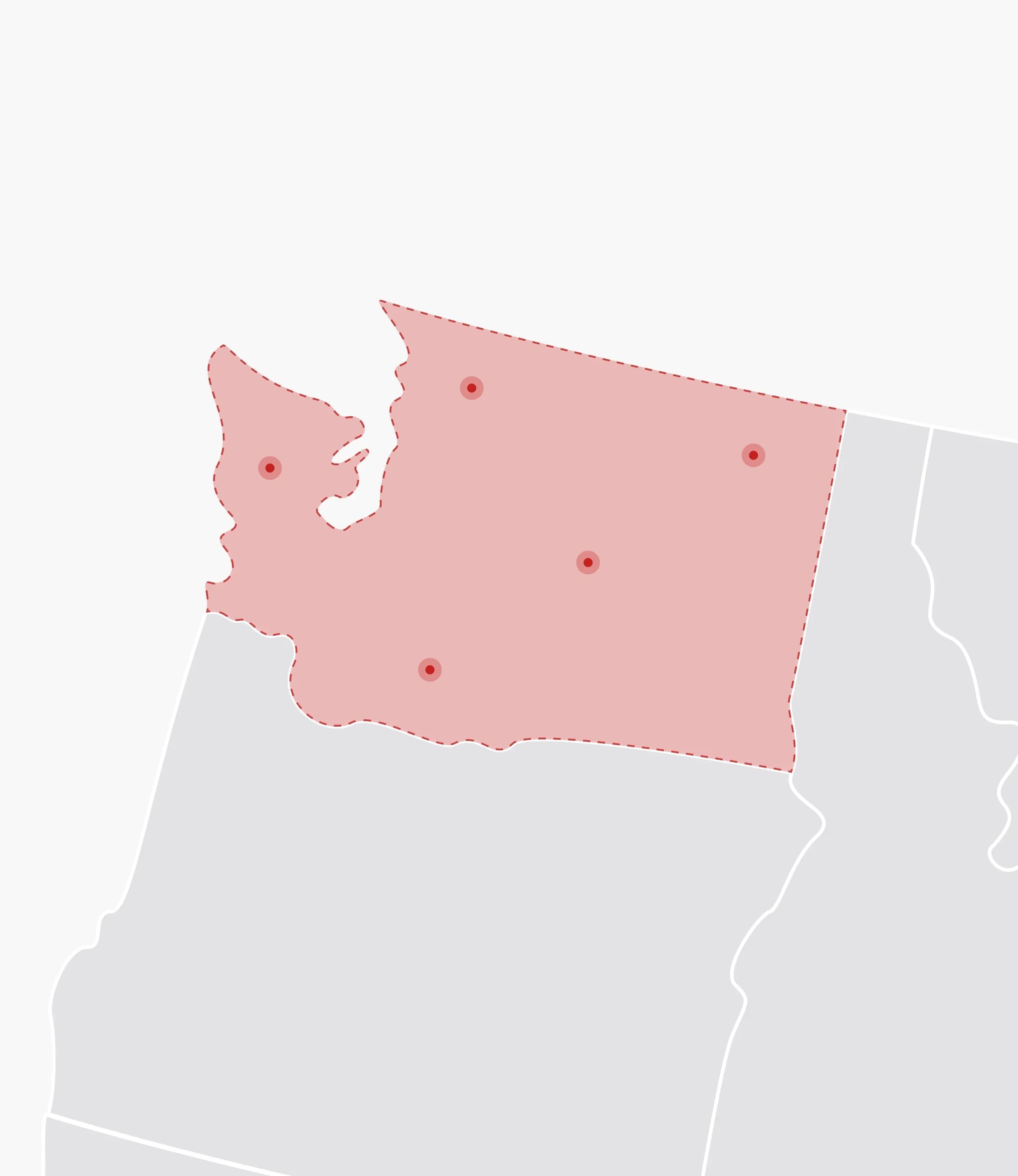 Mapa de Estados Unidos con Washington resaltado
