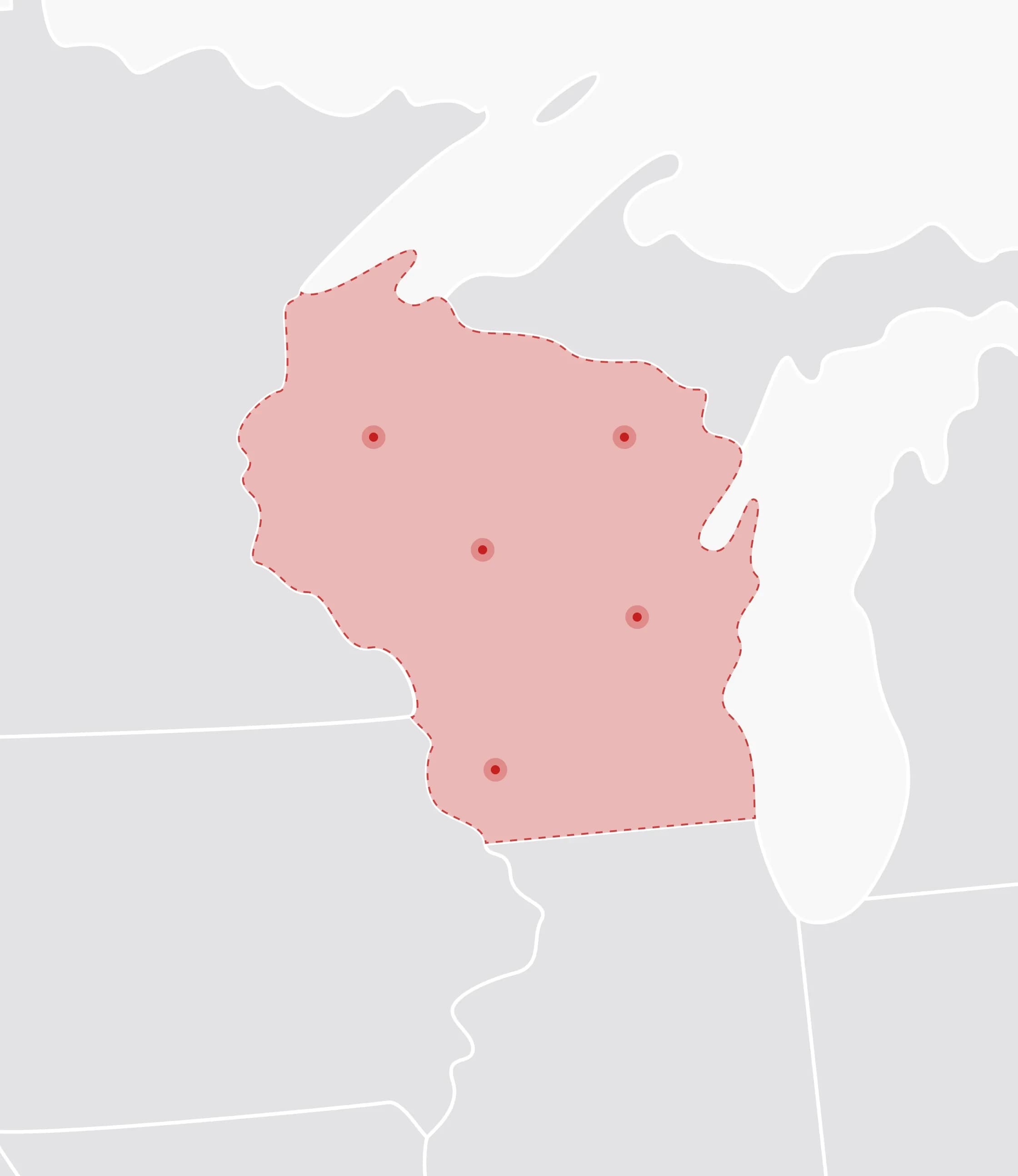 Mapa de Estados Unidos con Wisconsin resaltado