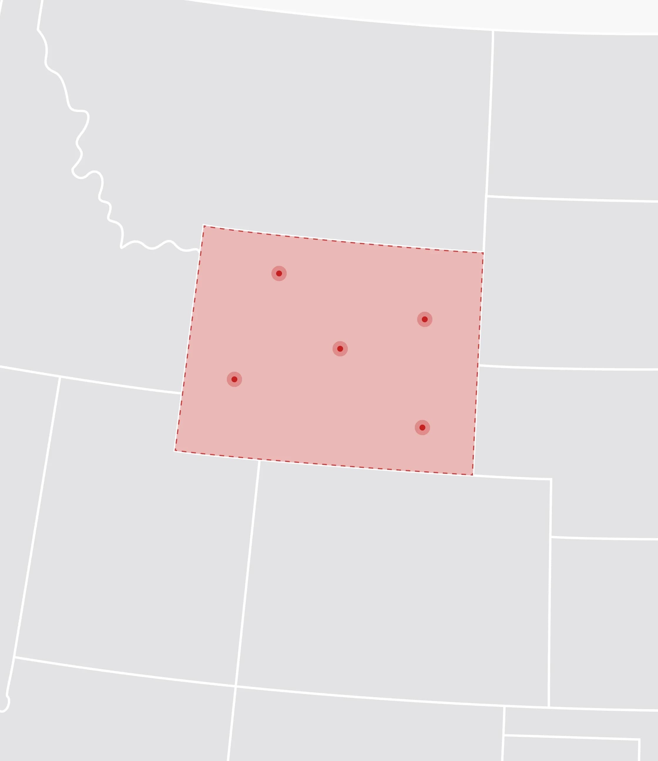 Mapa de Estados Unidos con Wyoming resaltado