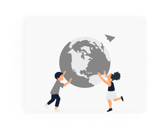 children holding a globe icon