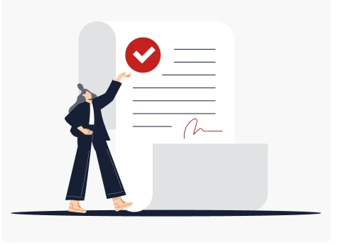 Notary approving a signed document