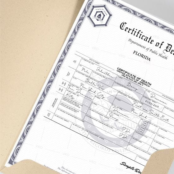 Certificado de defunción de Florida