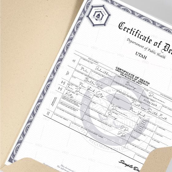 Certificado de defunción de Utah