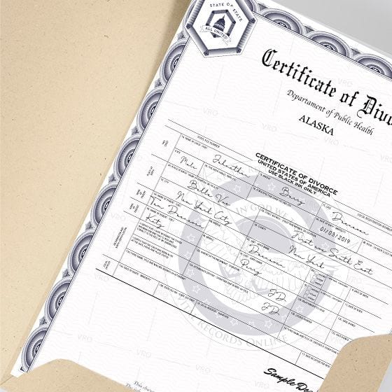 Certificado de divorcio de Alaska