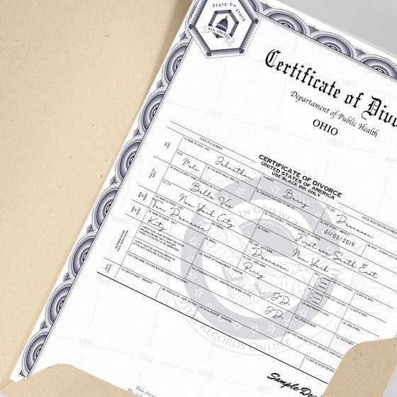 Certificado de divorcio de Ohio