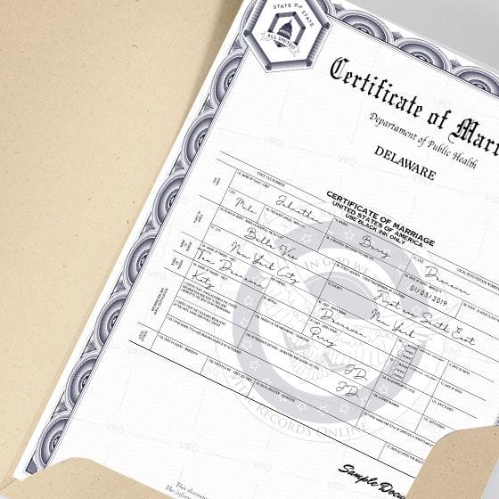 Certificado de matrimonio de Delaware