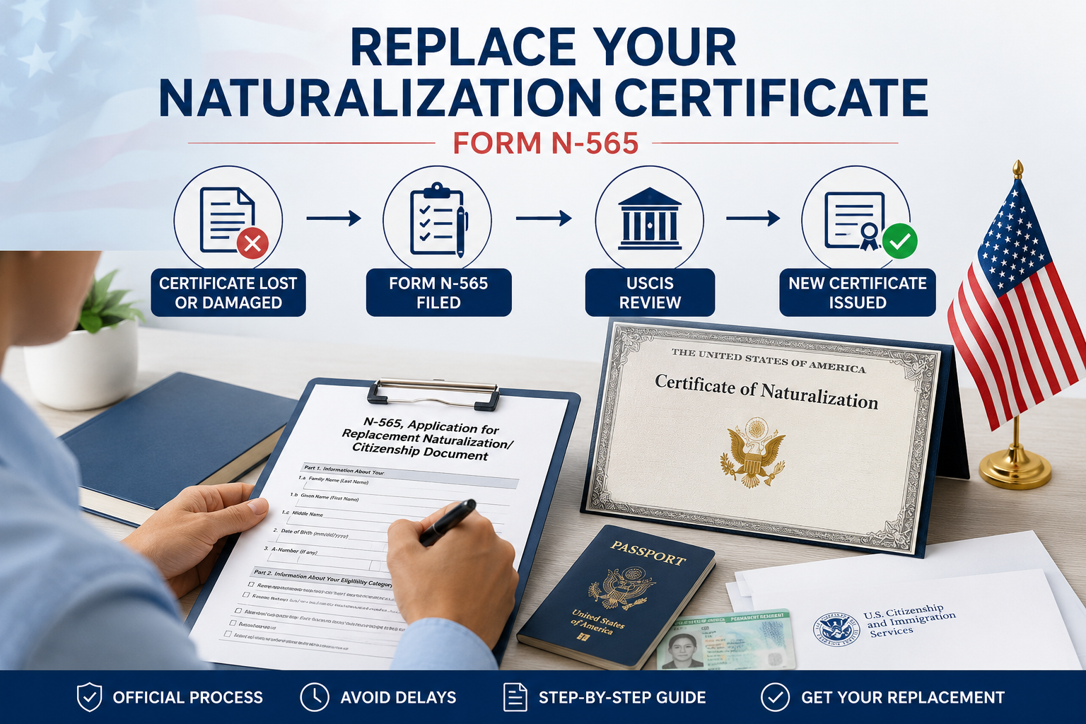 Cómo reemplazar un certificado de naturalización perdido (Formulario N-565)