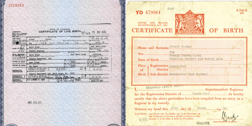 Difference between long and short birth certificate