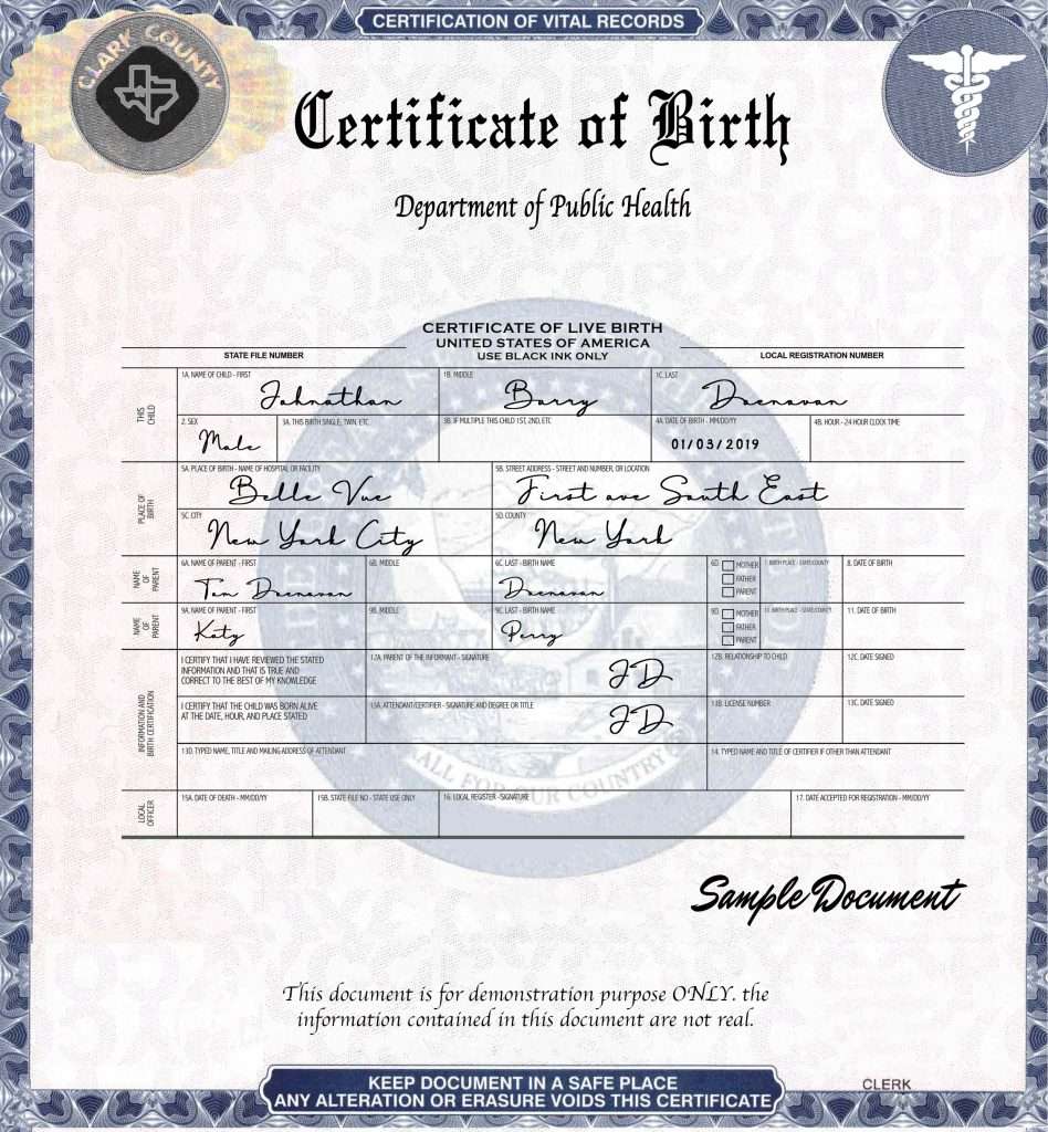 Official Copy of Birth Certificate