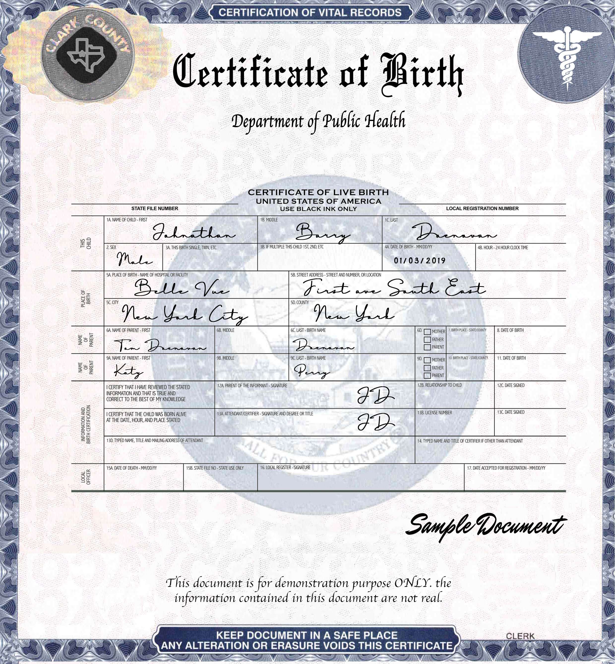 birth certificate los angeles